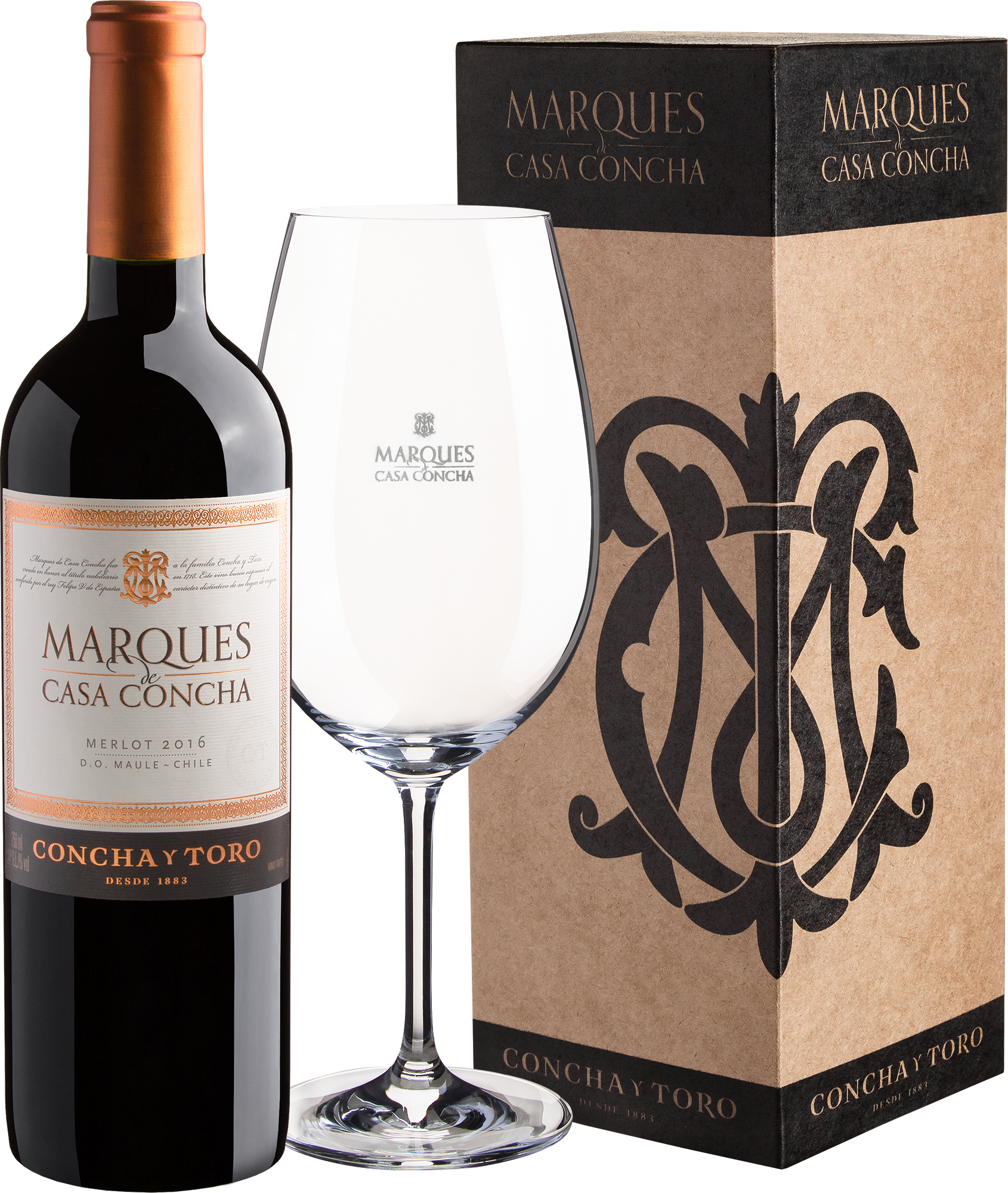 Concha y Toro Marques de Casa Concha Merlot 2016 + Taça