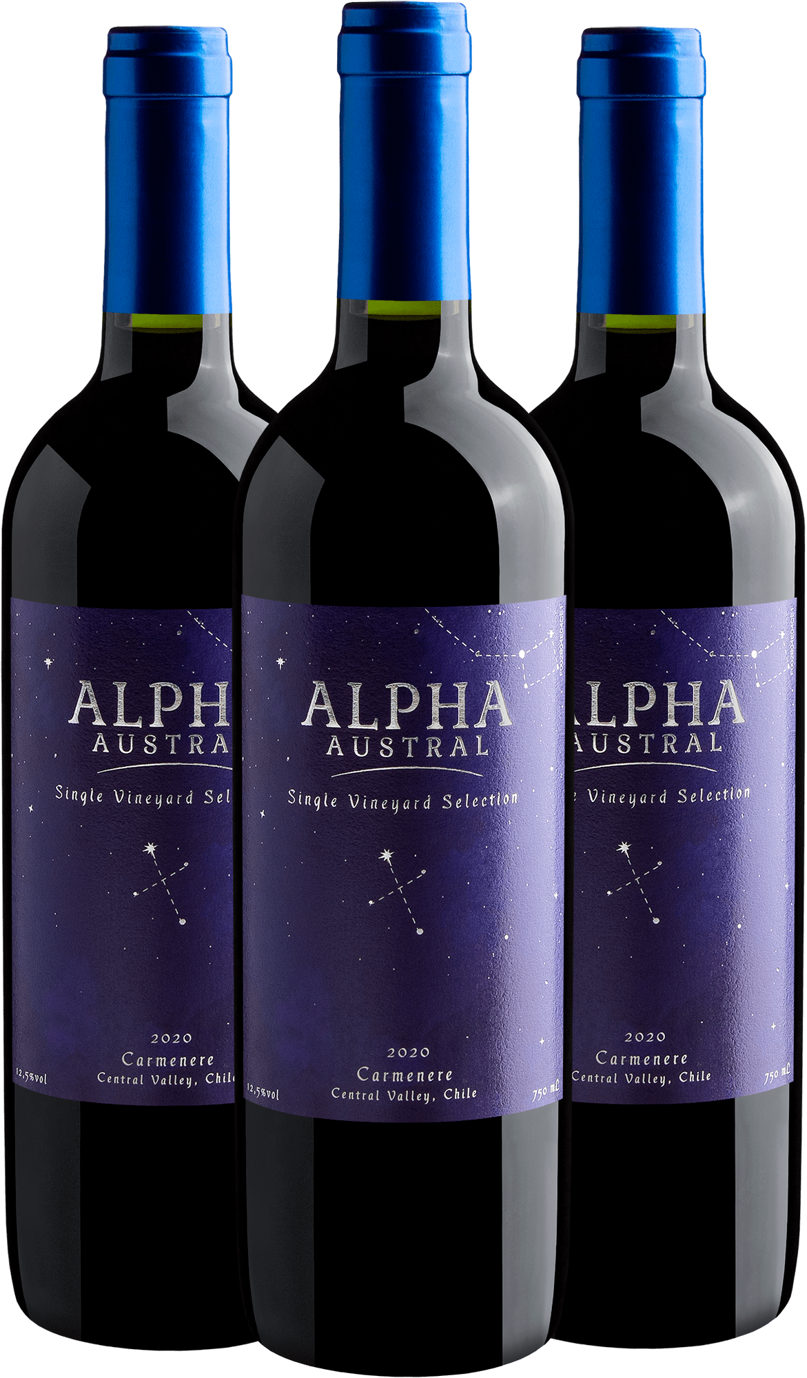 Kit 3 Alpha Austral Carménère | R$30,90 por garrafa
