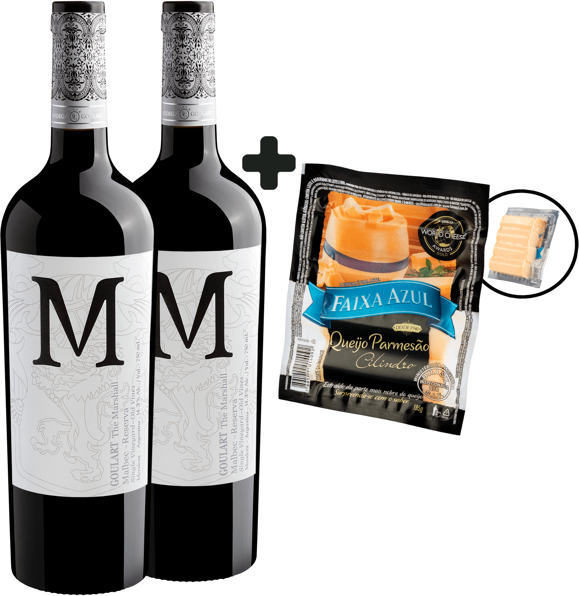 Kit 2 Goulart M The Marshall Malbec Reserva Single Vineyard Old + Queijo Parmesão Cilindro