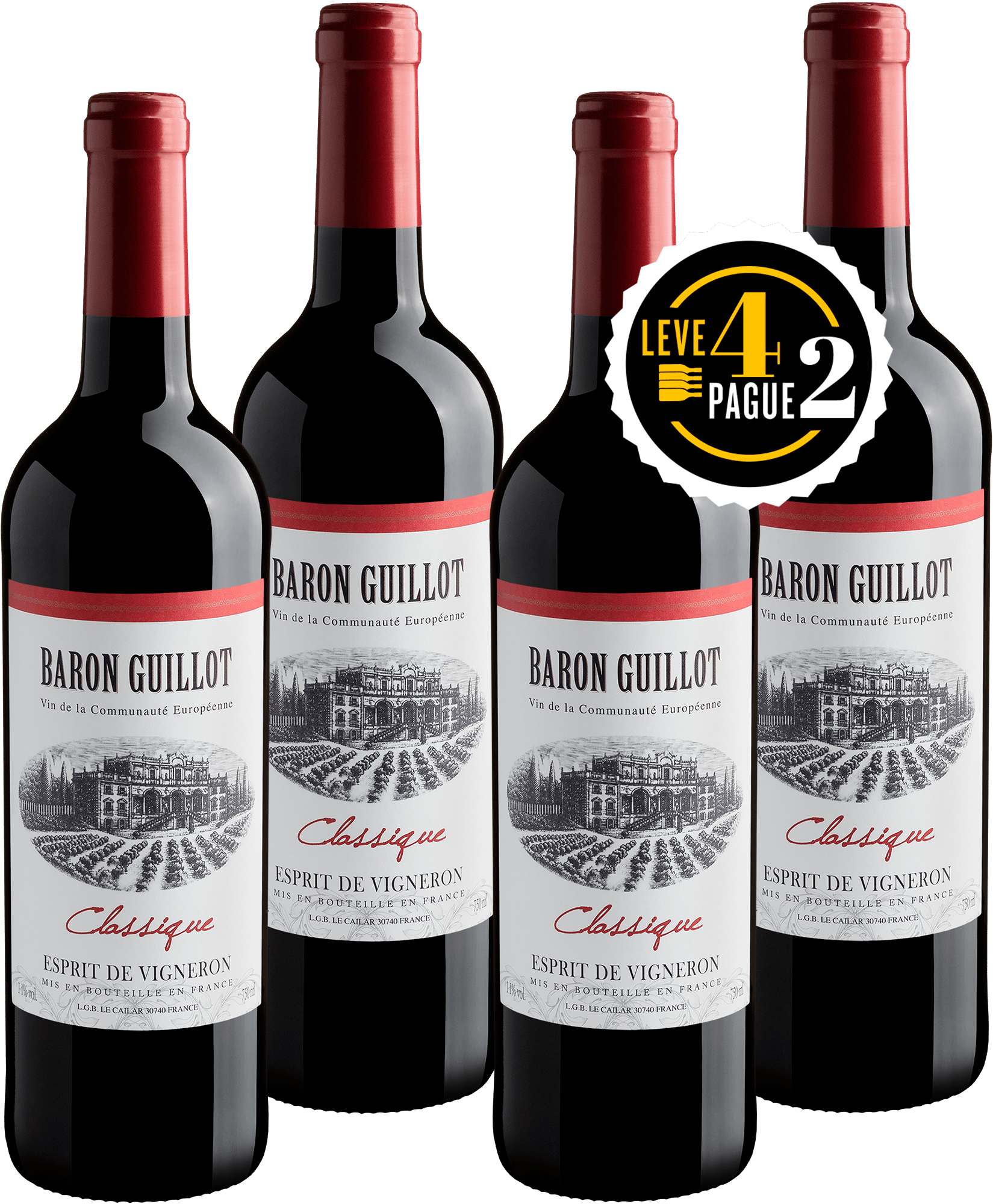 Leve 4, Pague 2: Baron Guillot Classique Esprit de Vigneron 2019 | R$29,95 por garrafa
