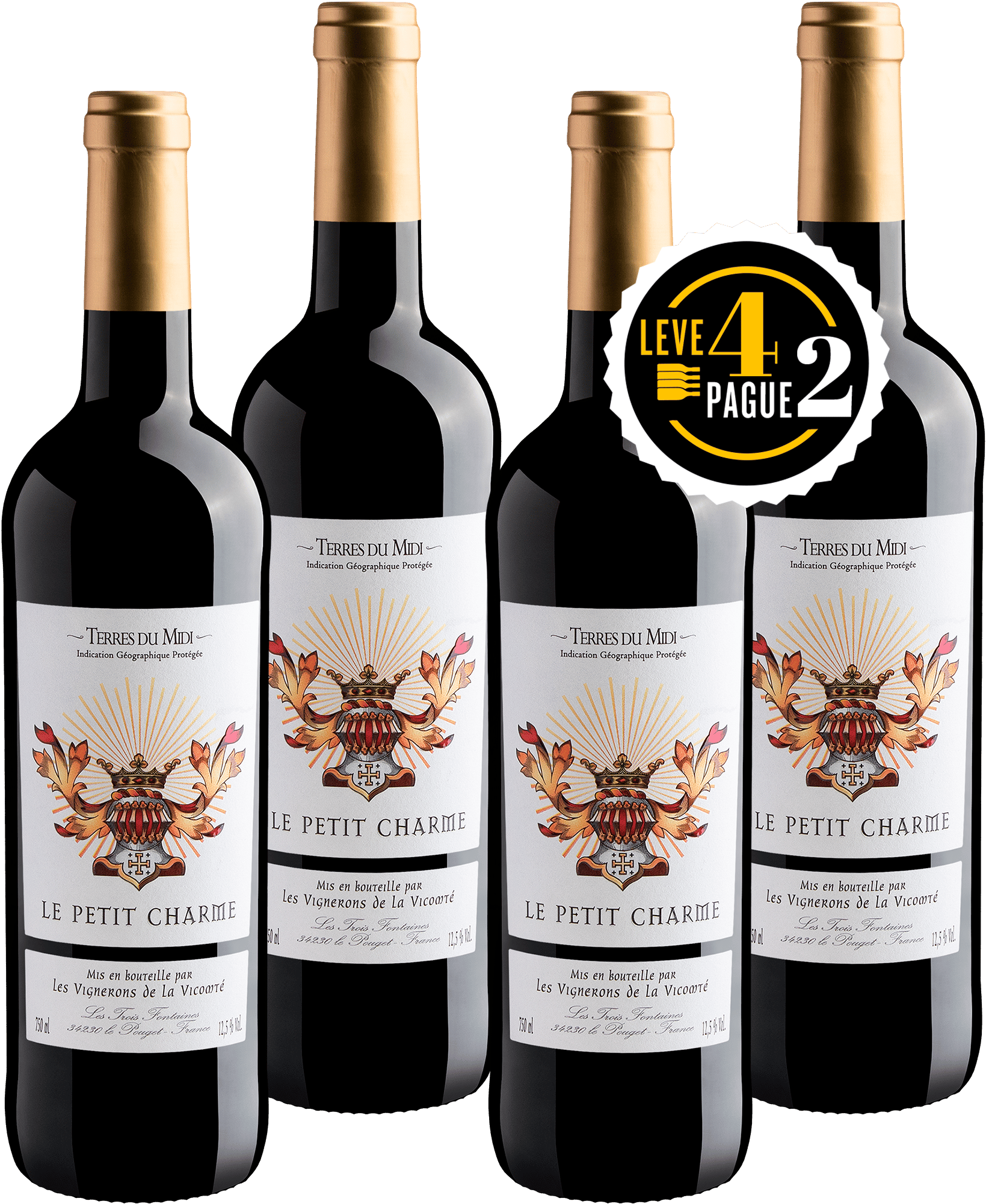 Leve 4, Pague 2: Le Petit Charme Terres du Midi IGP 2019 | R$39,95 por garrafa