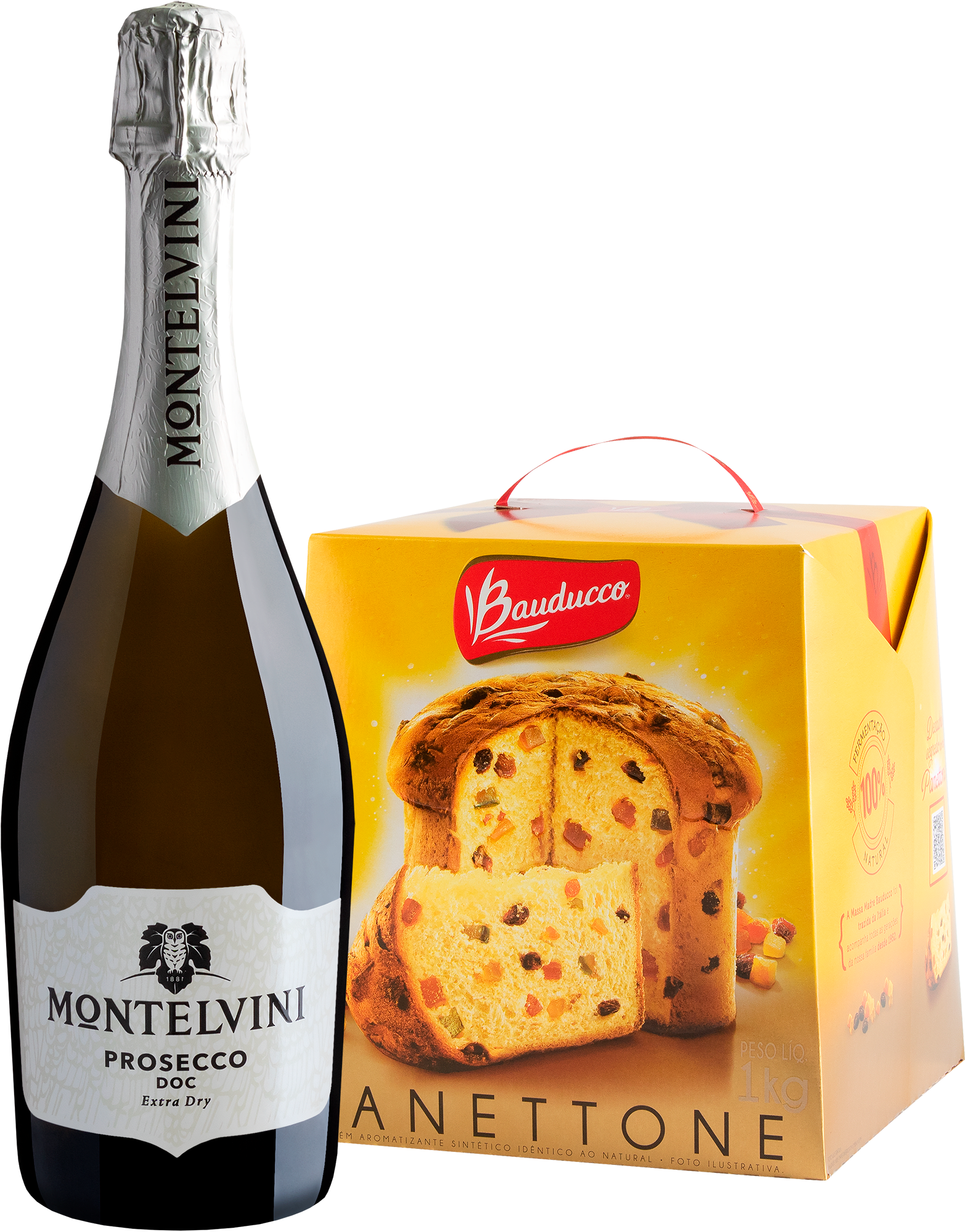 Kit Espumante + Panettone Bauducco 1kg