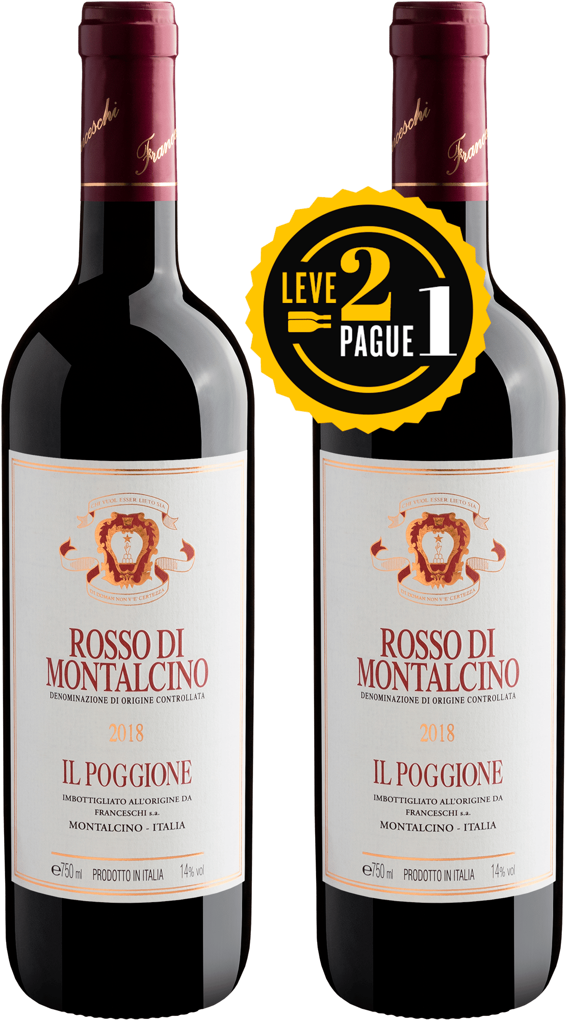 Leve 2, Pague 1: Il Poggione Rosso di Montalcino DOC 2018 | R$189,95 por garrafa
