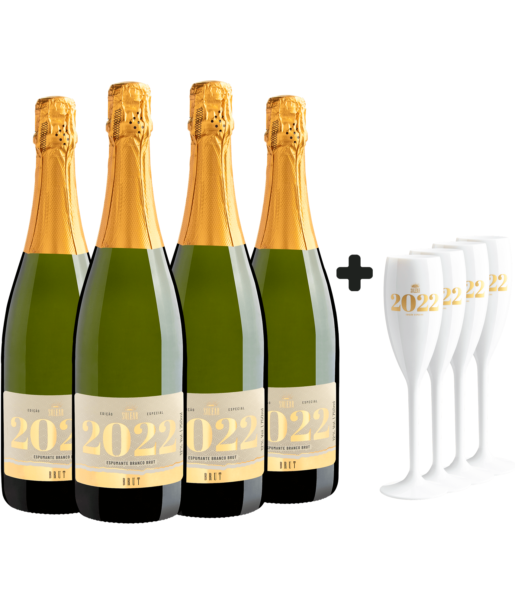 Kit 4 Solear Espumante Brut - Edição Especial + 4 taças exclusivas