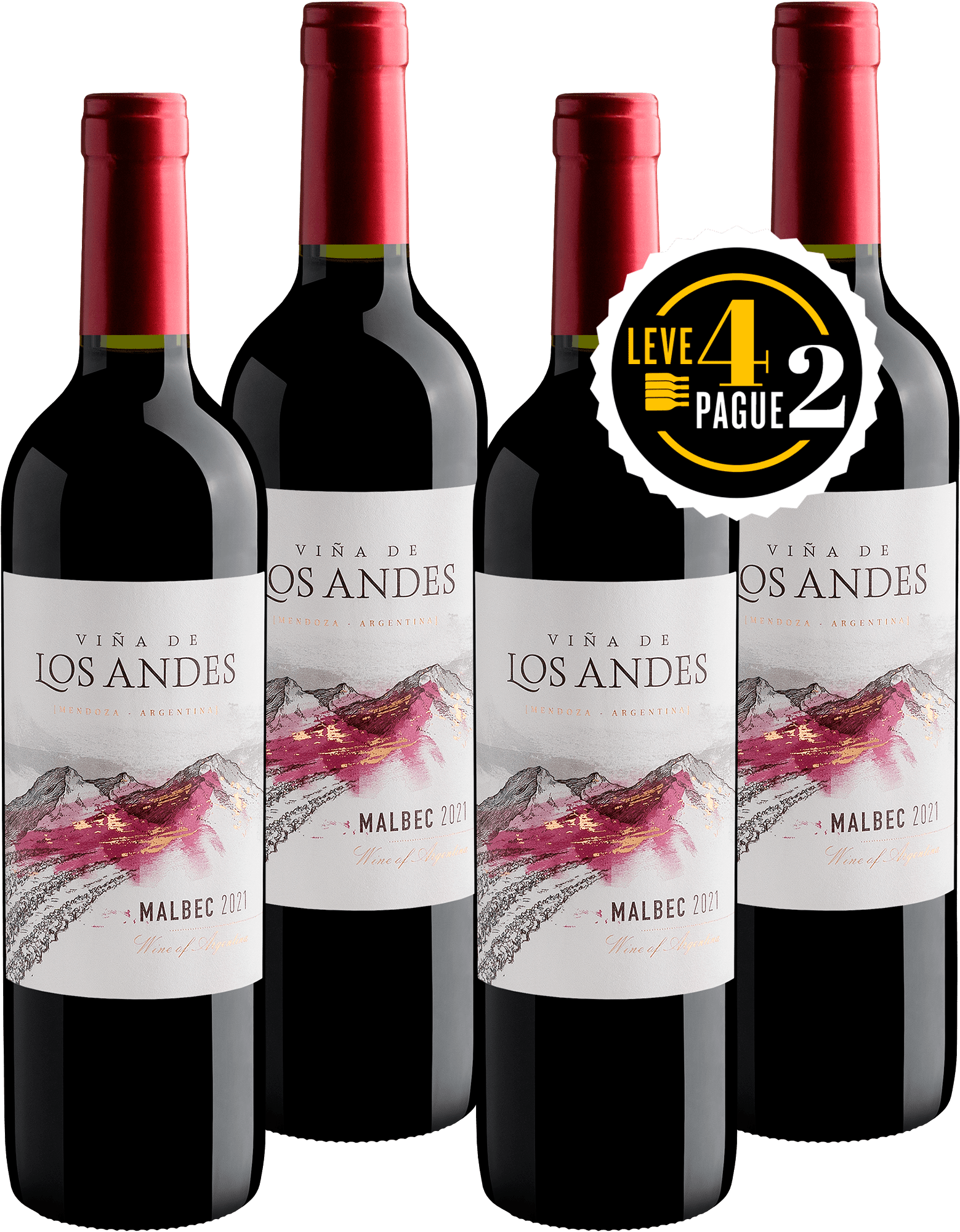 Leve 4, Pague 2: Viña de Los Andes Malbec 2021 | R$29,95 por garrafa