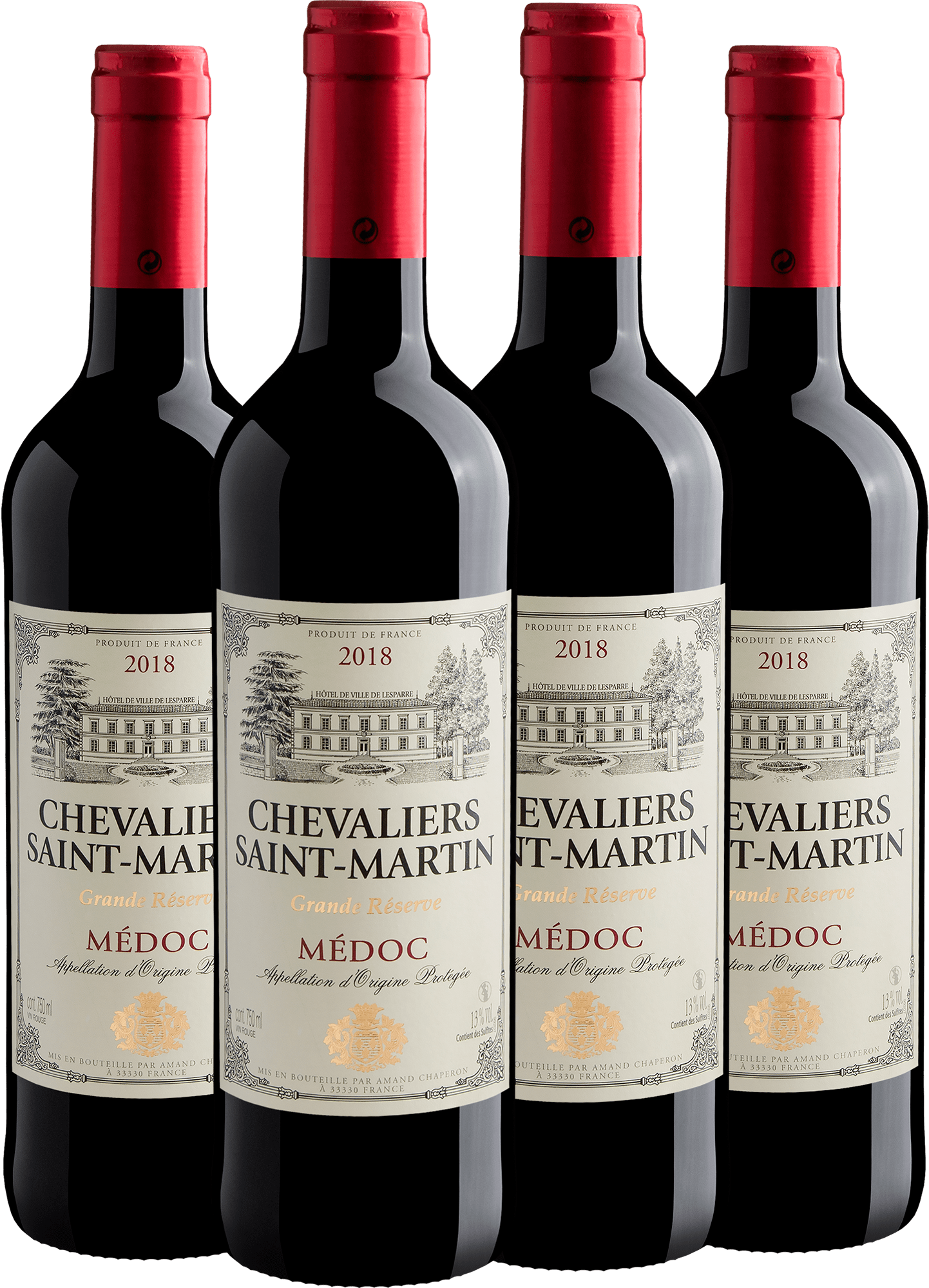 Kit 4 Chevaliers Saint-Martin Médoc AOP 2018 | R$74,90 por garrafa
