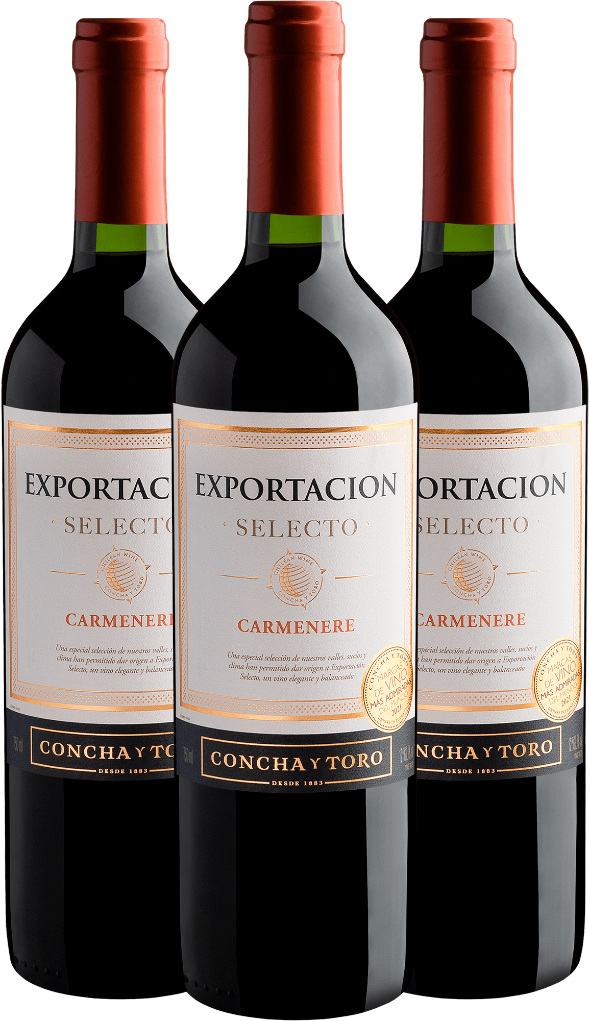Kit 3 Concha y Toro Exportacion Selecto Carménère | R$44,90 cada garrafa