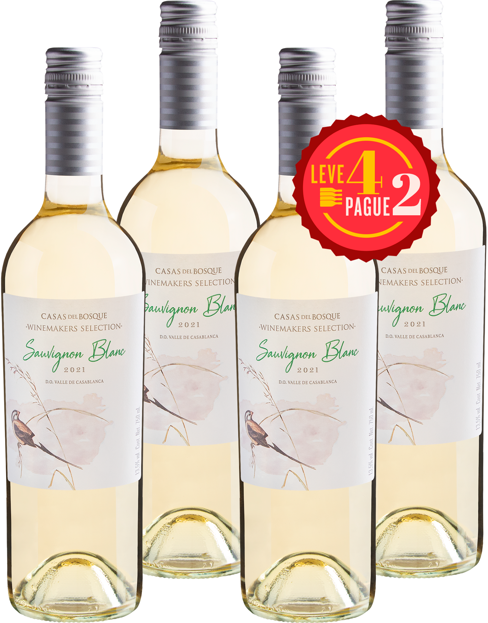 Kit Leve 4 Pague 2: Casas Del Bosque Winemakers Selection Sauvignon Blanc 2021