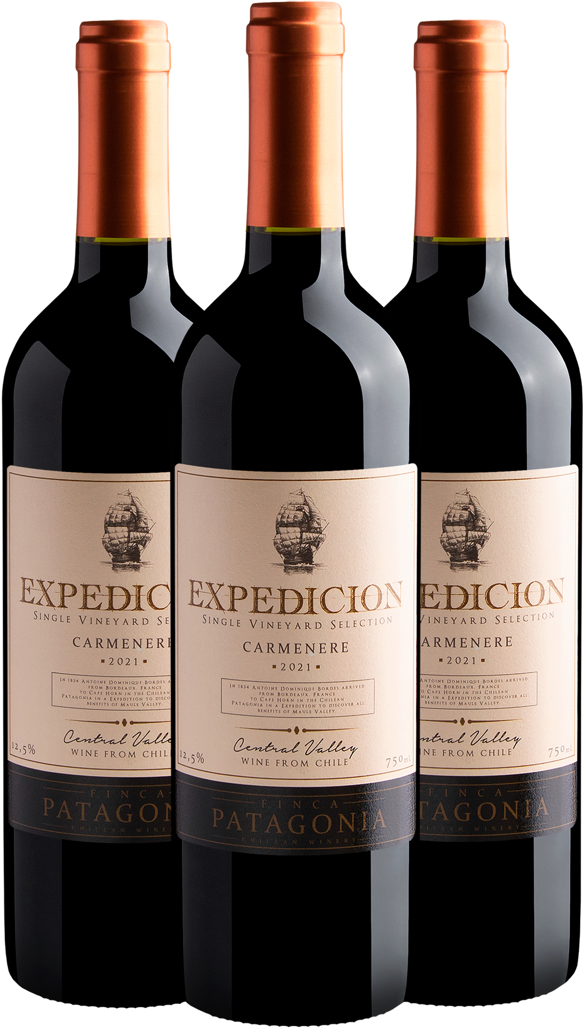 Kit 3 Expedicion Single Vineyard Selection Carménère Central Valley D.O. 2021