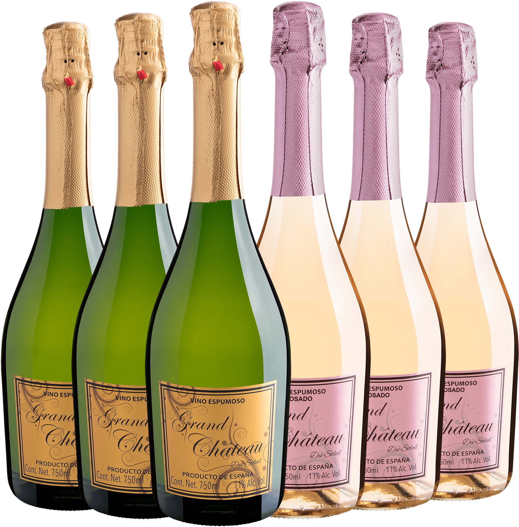 Kit Grand Château Du Soleil | 3 Branco + 3 Rosé por R$34,90 cada garrafa