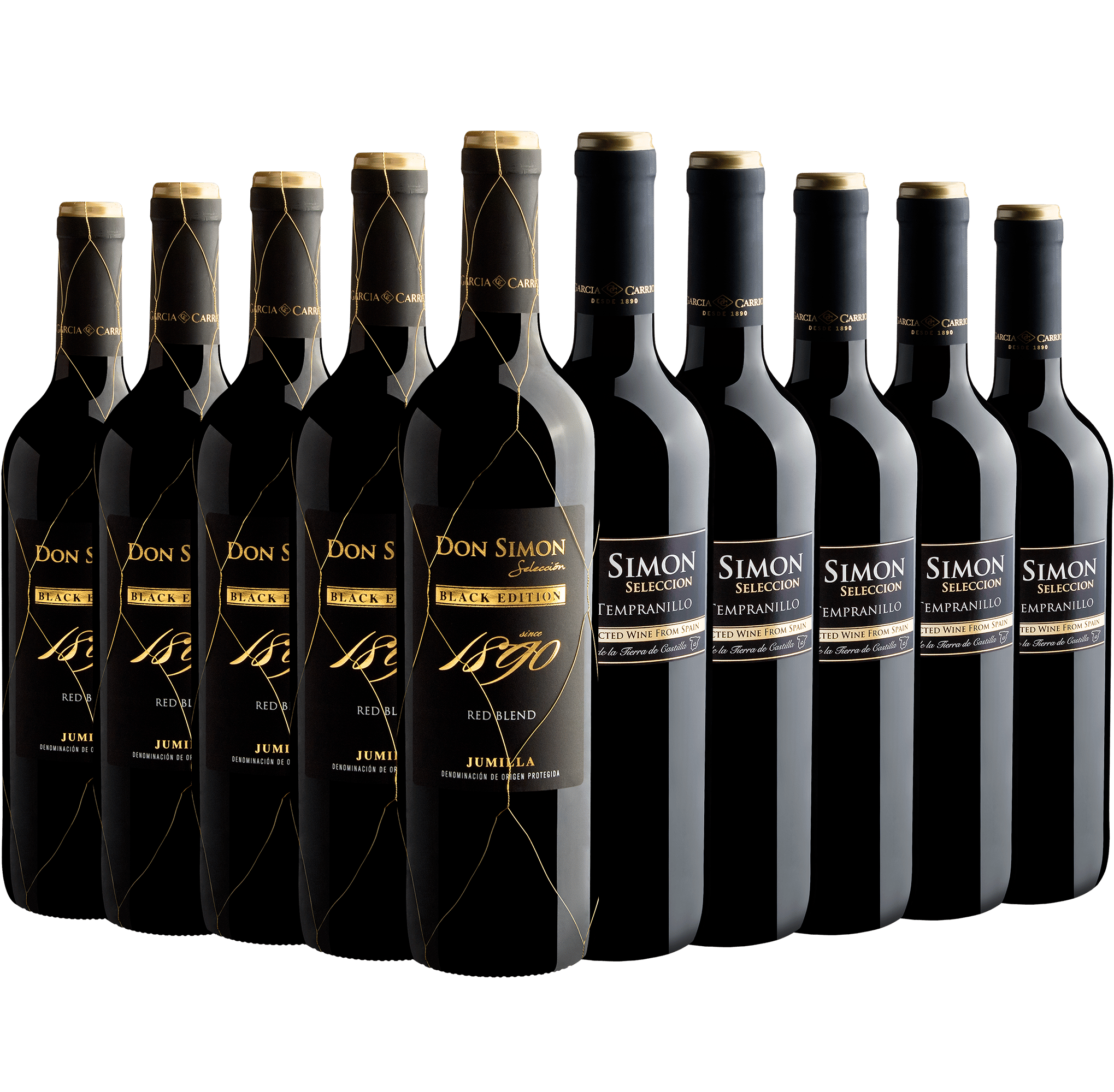Kit Don Simon: 5 Black Edition + 5 Tempranillo por R$29,90 cada garrafa