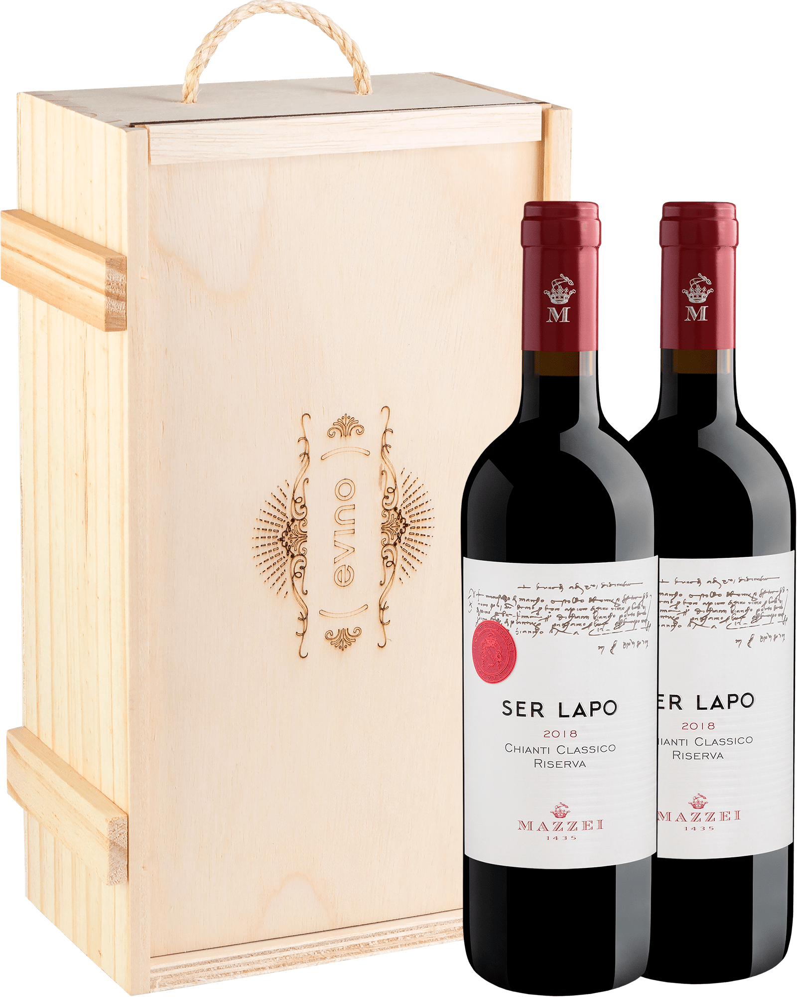 Kit 2 Mazzei Ser Lapo Chianti Classico Riserva + Caixa de Madeira Exclusiva