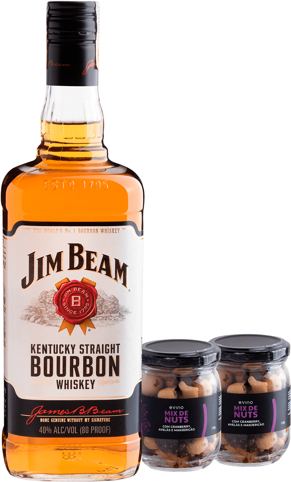 Kit Jim Beam White Kentucky Straight Bourbon + 2 Mix de Castanhas