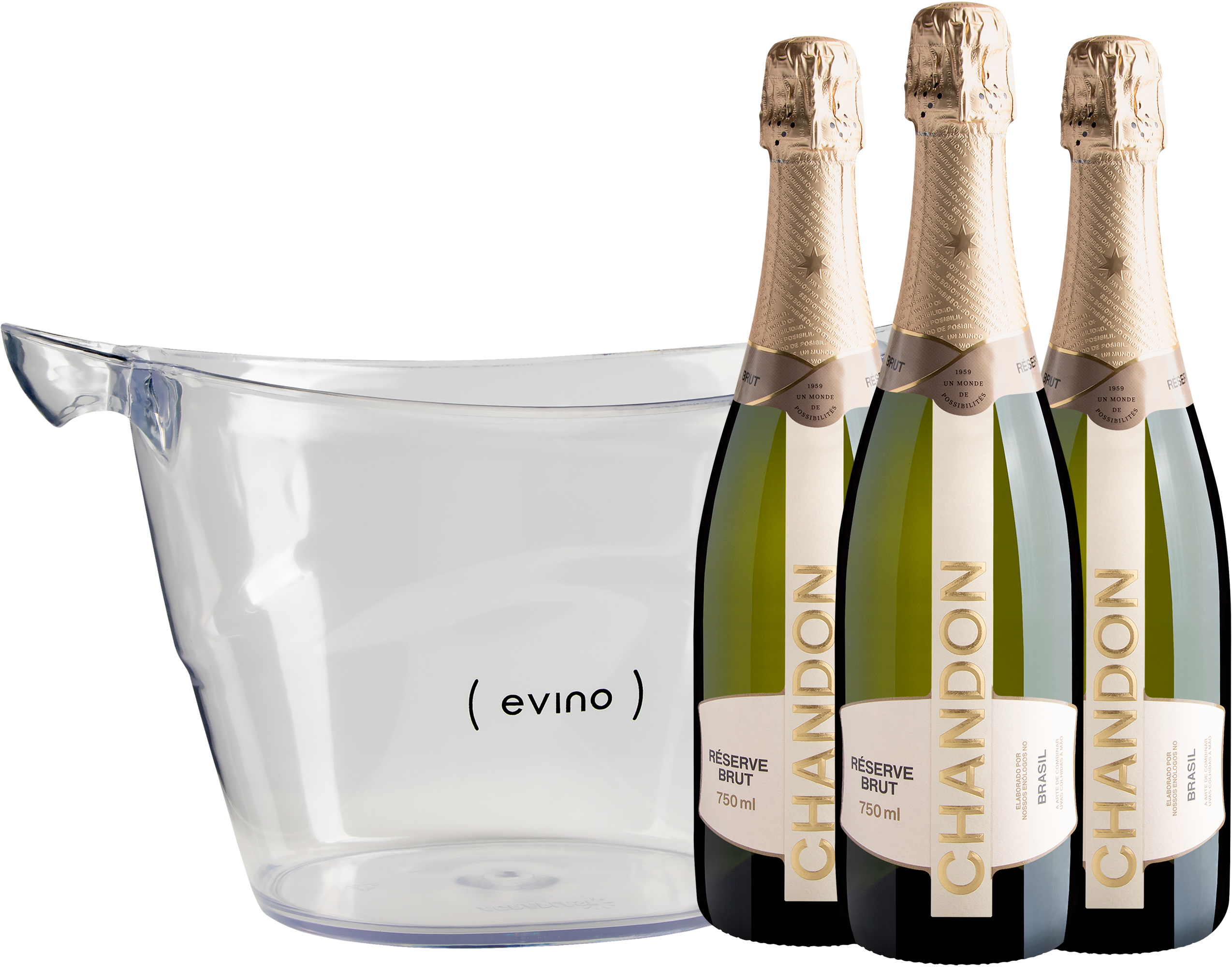 Kit 3 Chandon Réserve Brut + Champanheira Exclusiva