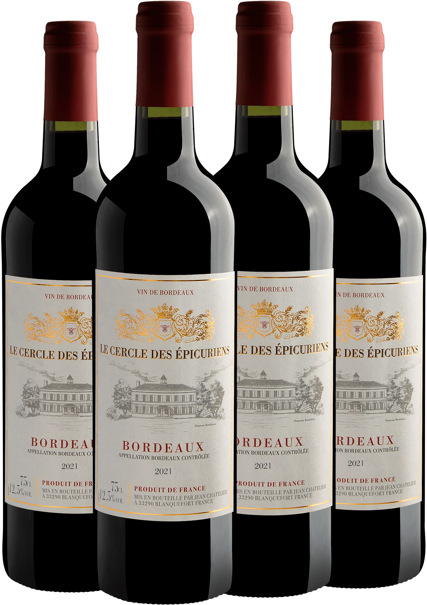 Kit 4 Les Cercle des Épicuriens Bordeaux por R$49,90 cada garrafa