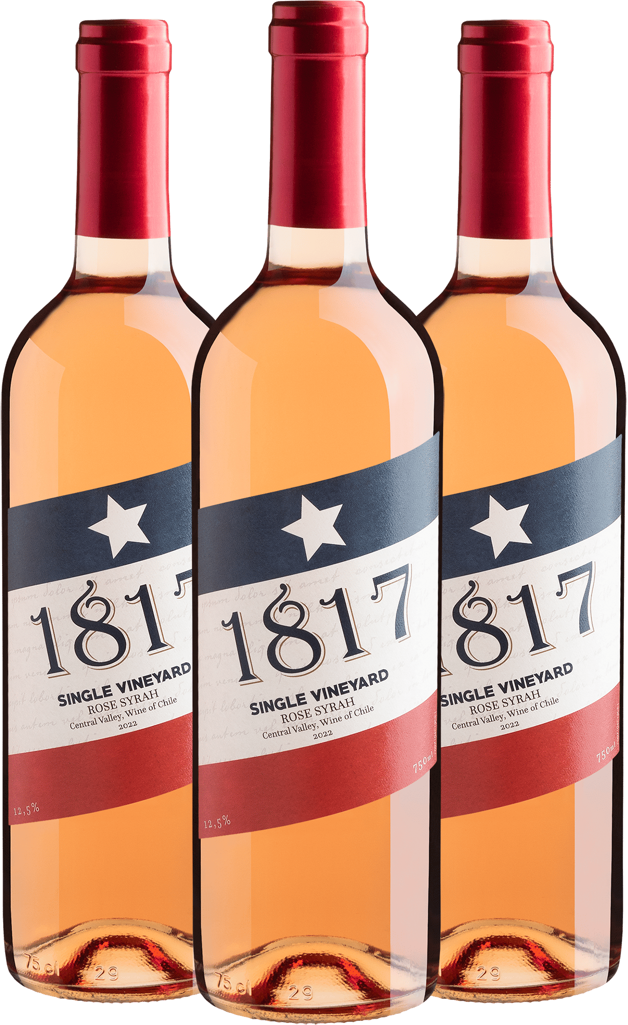 Kit 3 1817 Single Vineyard Rosé Syrah por R$29,90 cada garrafa