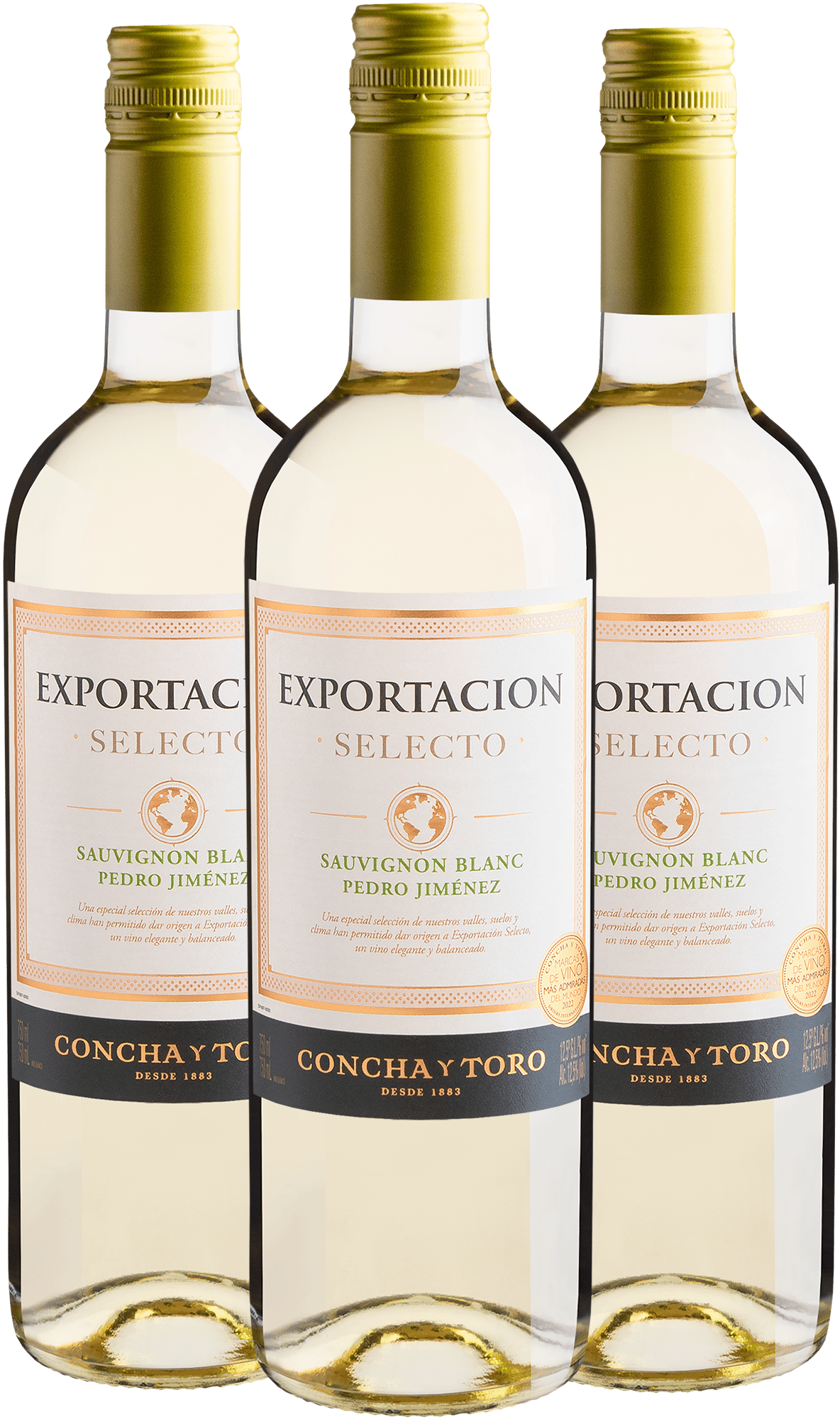 Kit 3 Concha y Toro Exportacion Selecto Sauvignon Blanc-Pedro Jiménez por R$44,90 cada garrafa