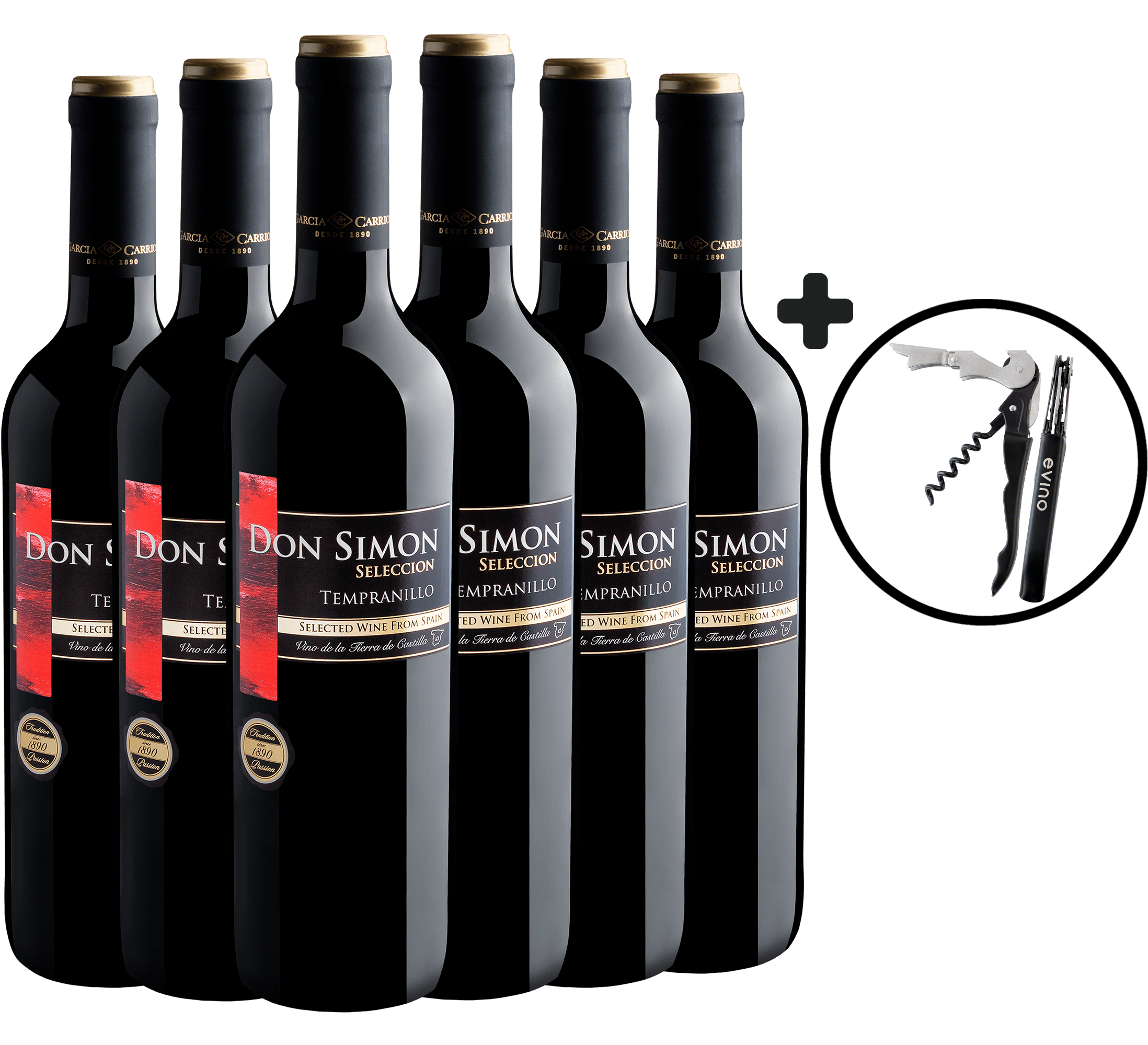 Kit 6 Don Simon Tempranillo + Saca-rolhas