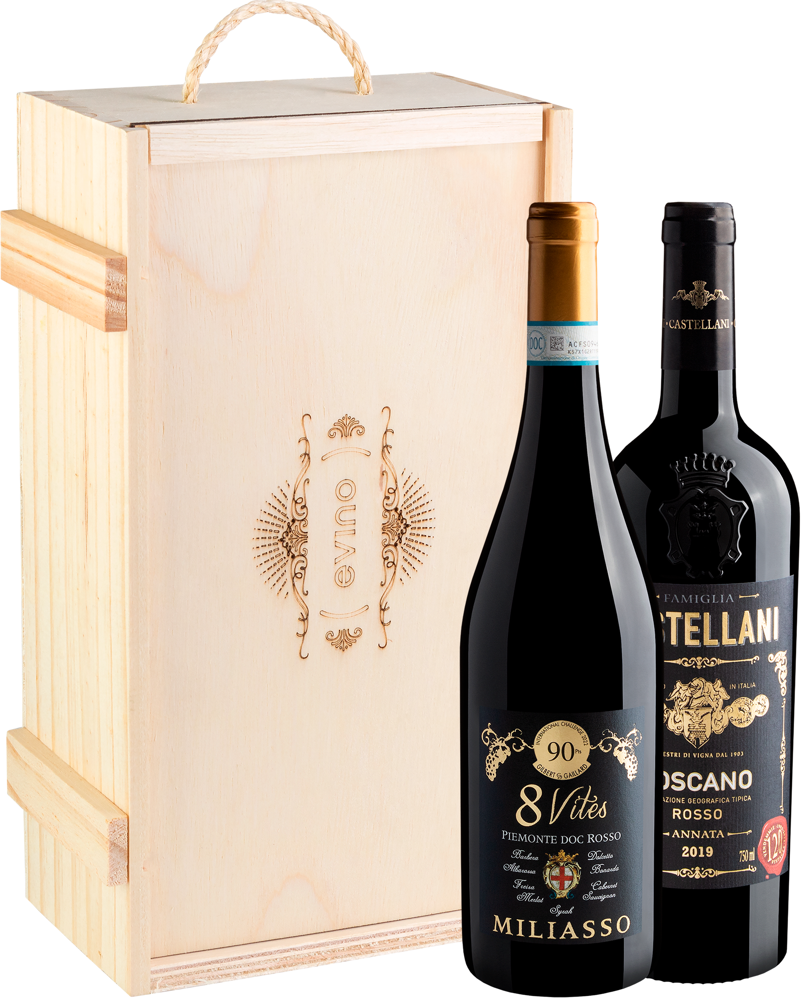 Kit Vinhos Italianos 90+ Pontos + Caixa de Madeira Exclusiva
