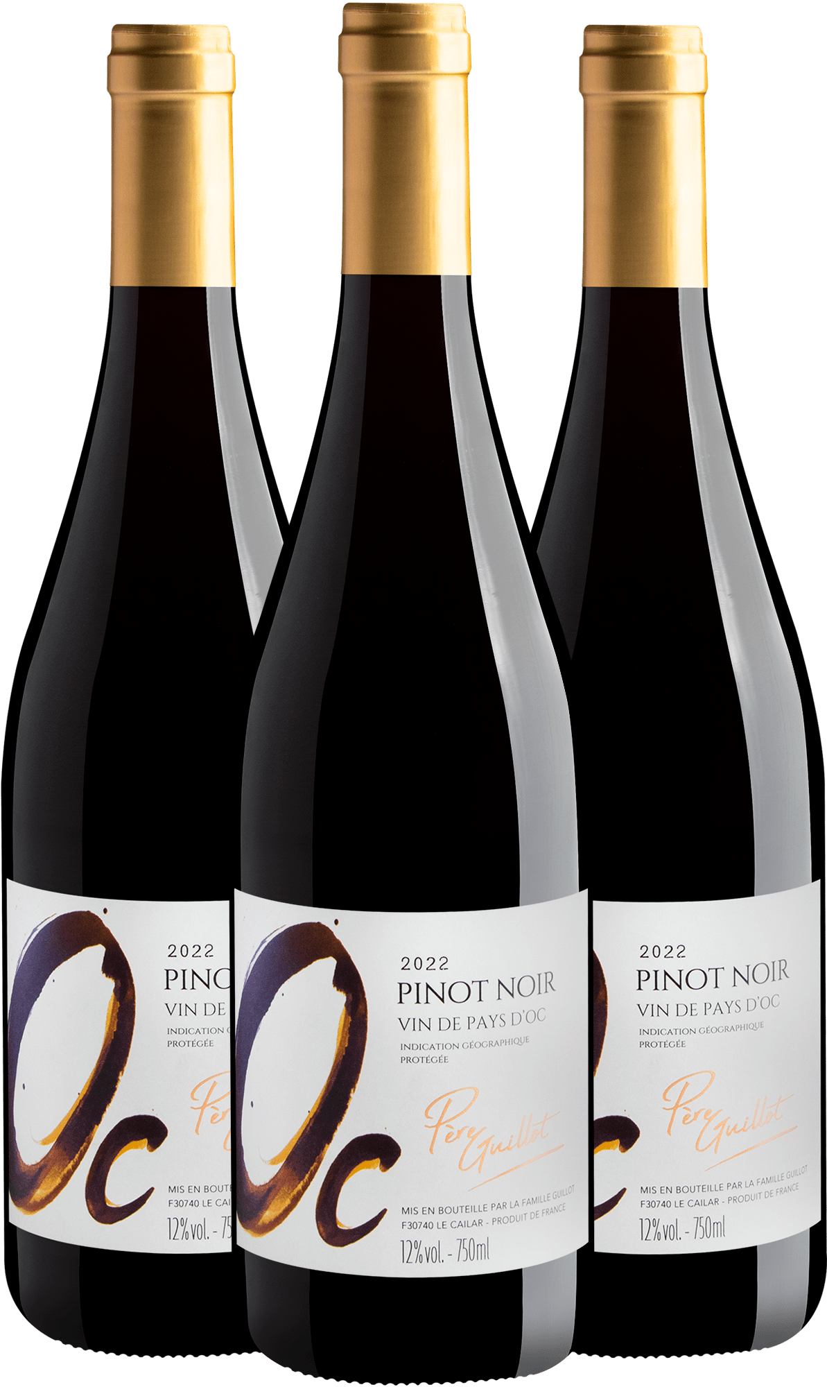 Kit 3 Père Guillot Pinot Noir Pays d'Oc IGP por R$44,90 cada garrafa