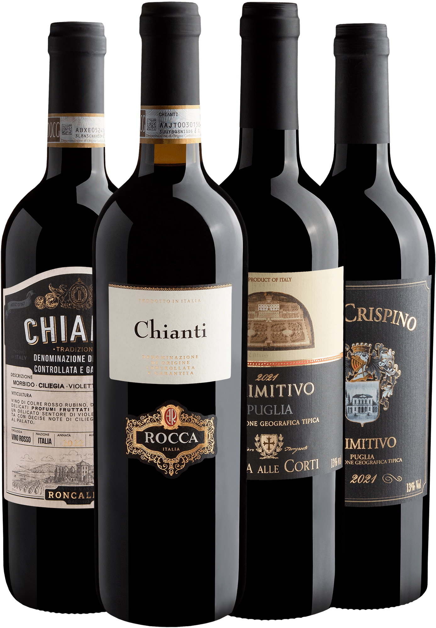 Kit 2 Primitivo + 2 Chianti por R$49,90 cada garrafa + Frete Grátis*