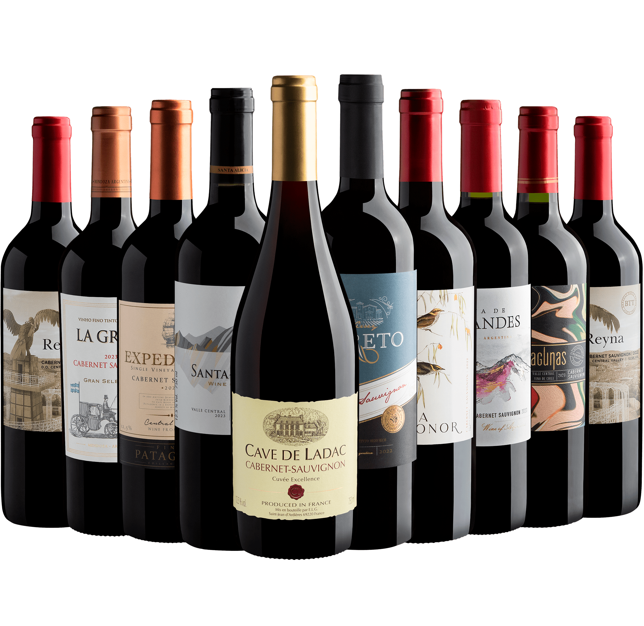 Kit 10 Cabernets Sauvignons por R$27,90 cada garrafa + Frete Grátis*