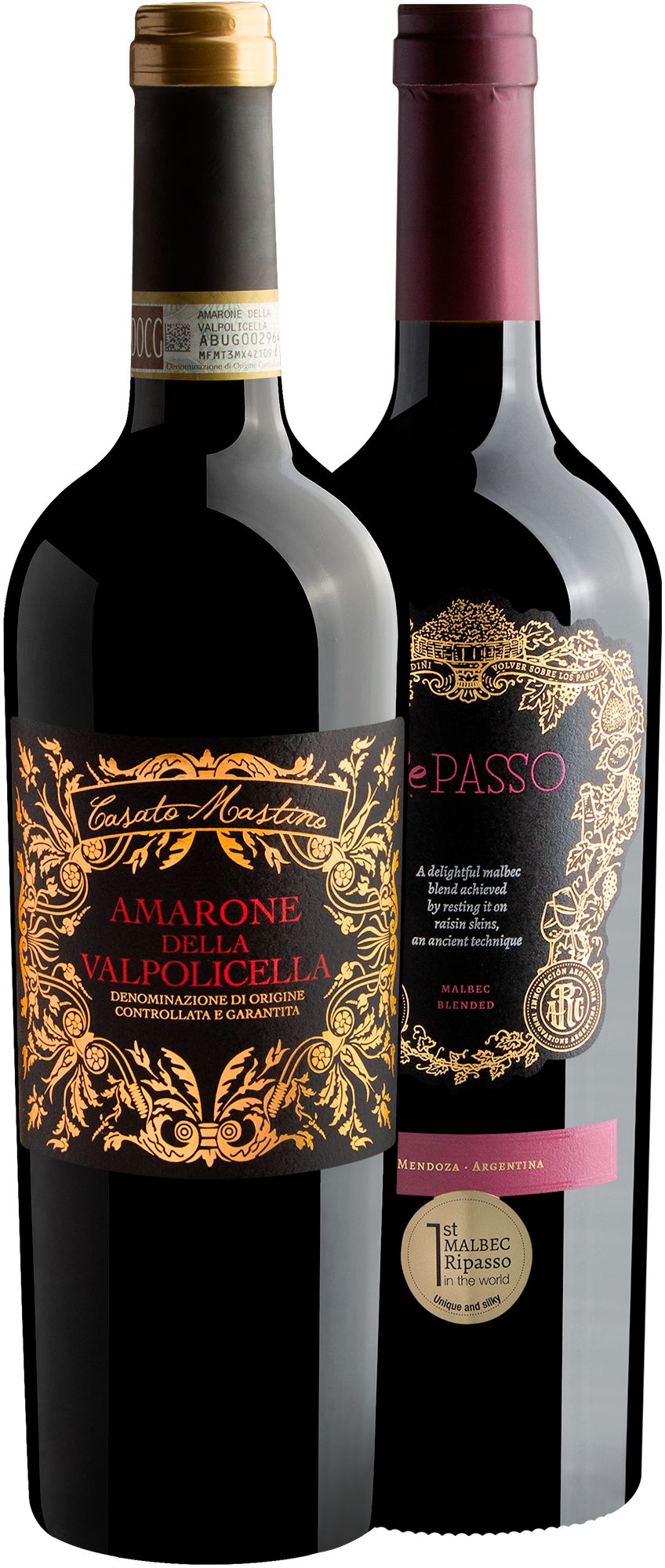 Kit Tintos Intensos: Amarone della Valpolicella + Repasso Malbec