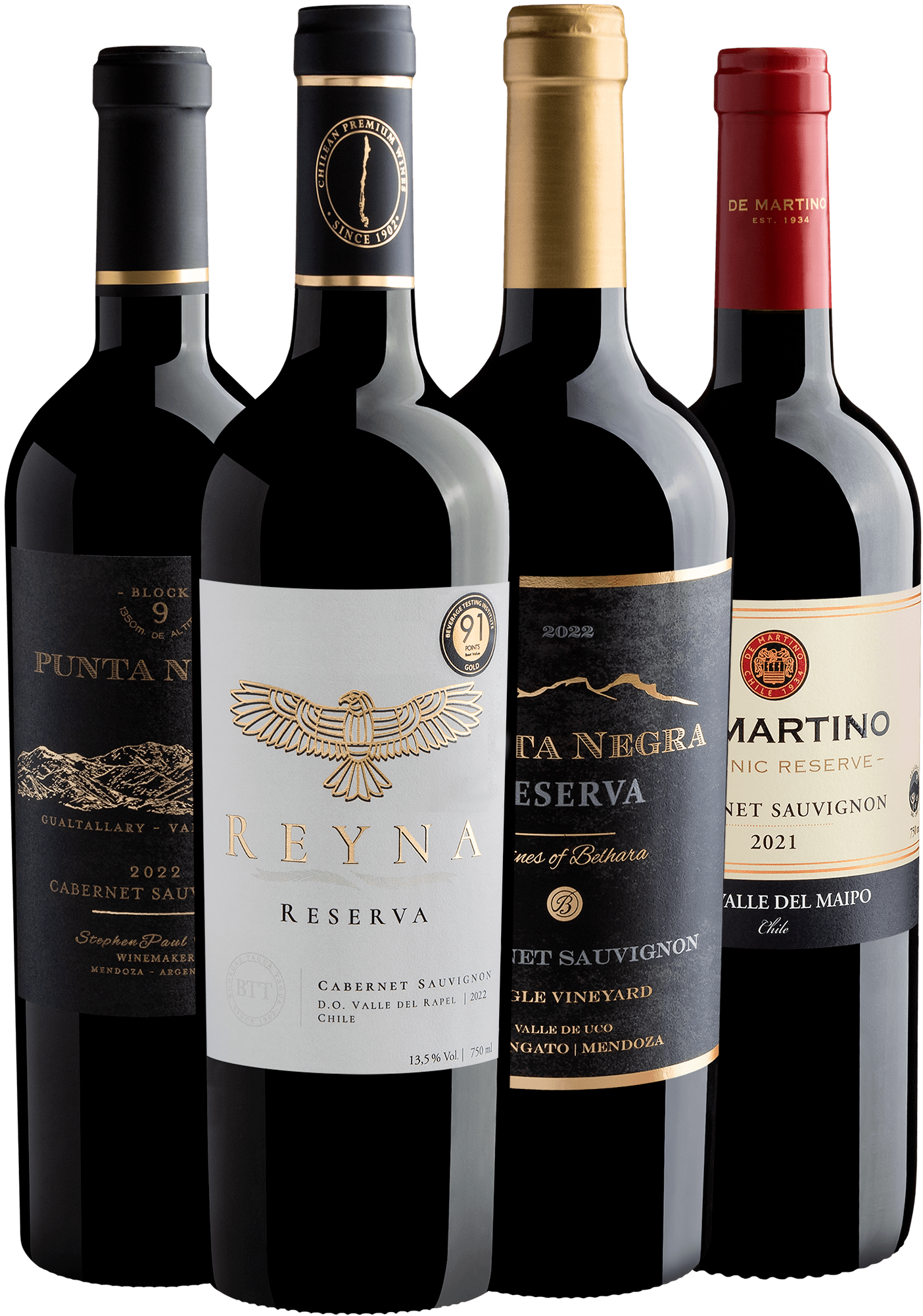 Kit Cabernets Sauvignons Mais Desejados por R$57 cada garrafa + Frete Grátis*