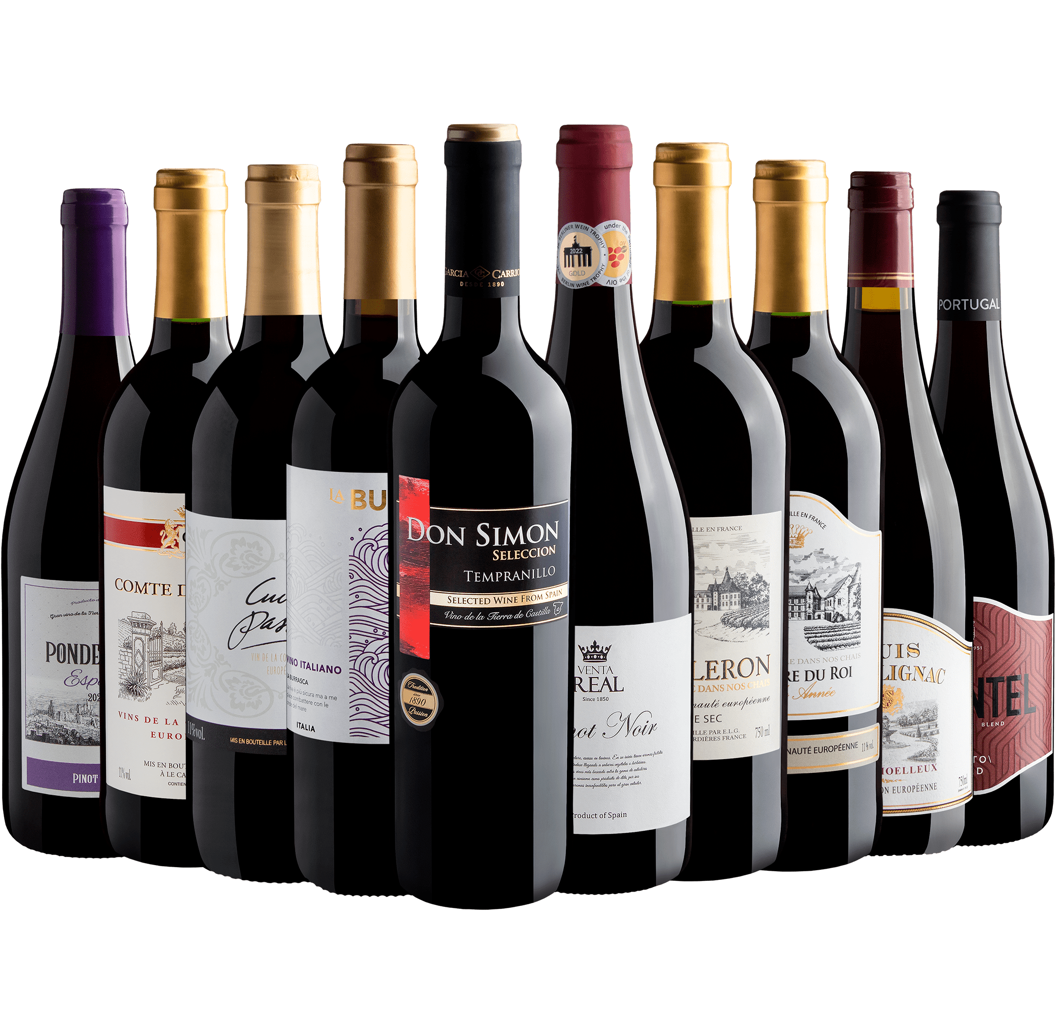 Kit 10 Vinhos do Velho Mundo por R$27,90 cada garrafa