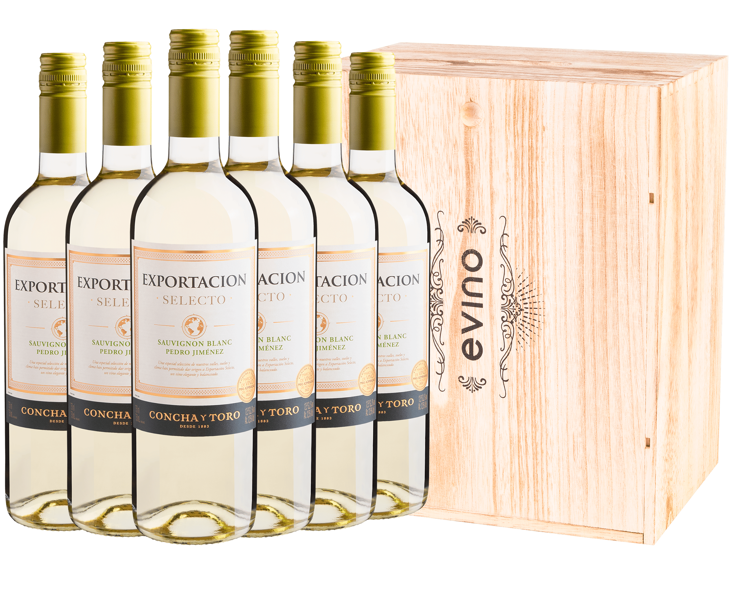 Kit 6 Exportacion Sauvignon Blanc-Pedro Jiménez + Caixa de Madeira