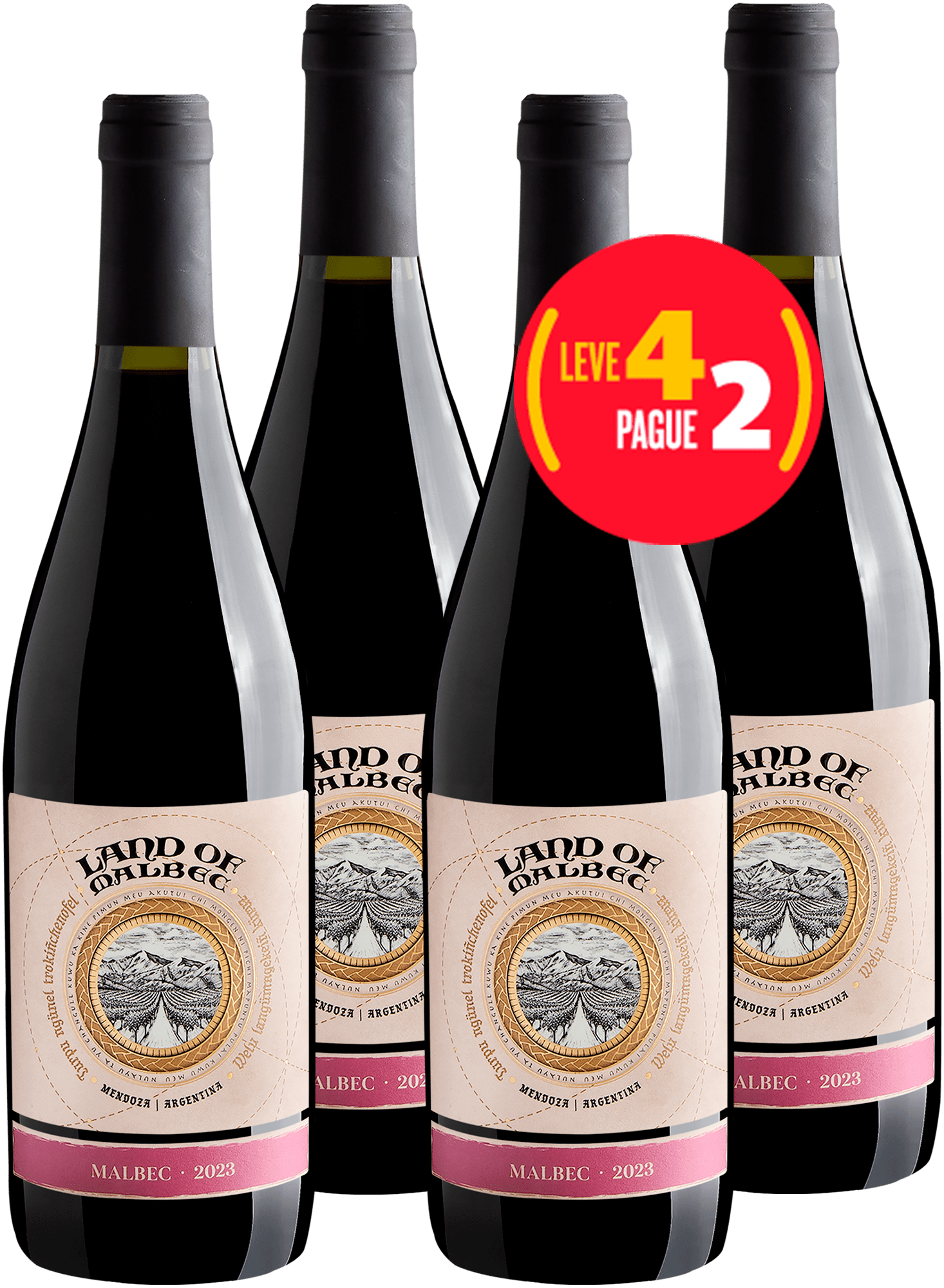 Kit Leve 4 Pague 2 Land of Malbec Malbec
