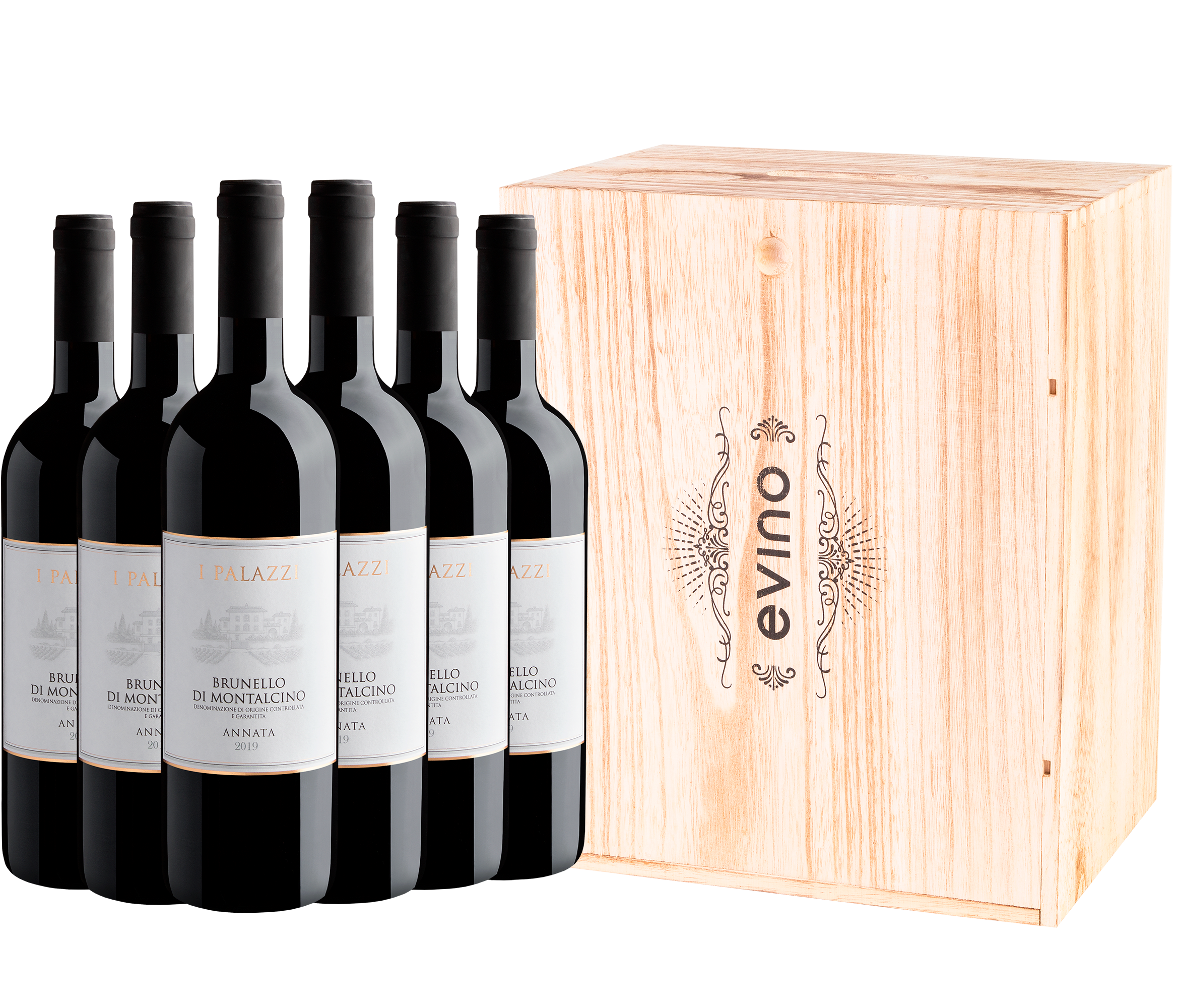 Kit 6 I Palazzi Brunello di Montalcino DOCG + Caixa de Madeira Grátis