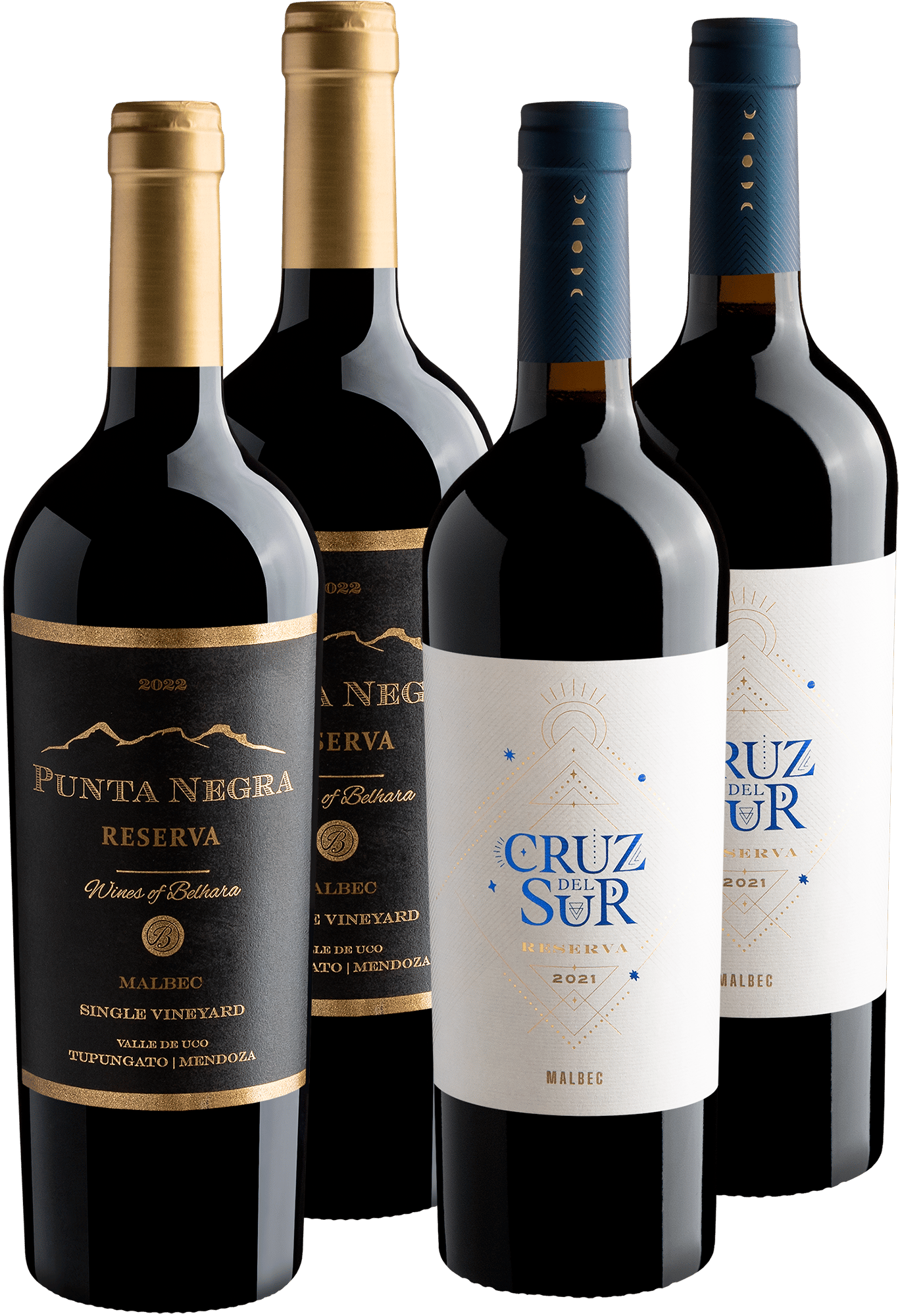 Kit Malbecs Reserva | 2 Punta Negra + 2 Cruz Del Sur por R$54,90 cada garrafa + Frete Grátis*