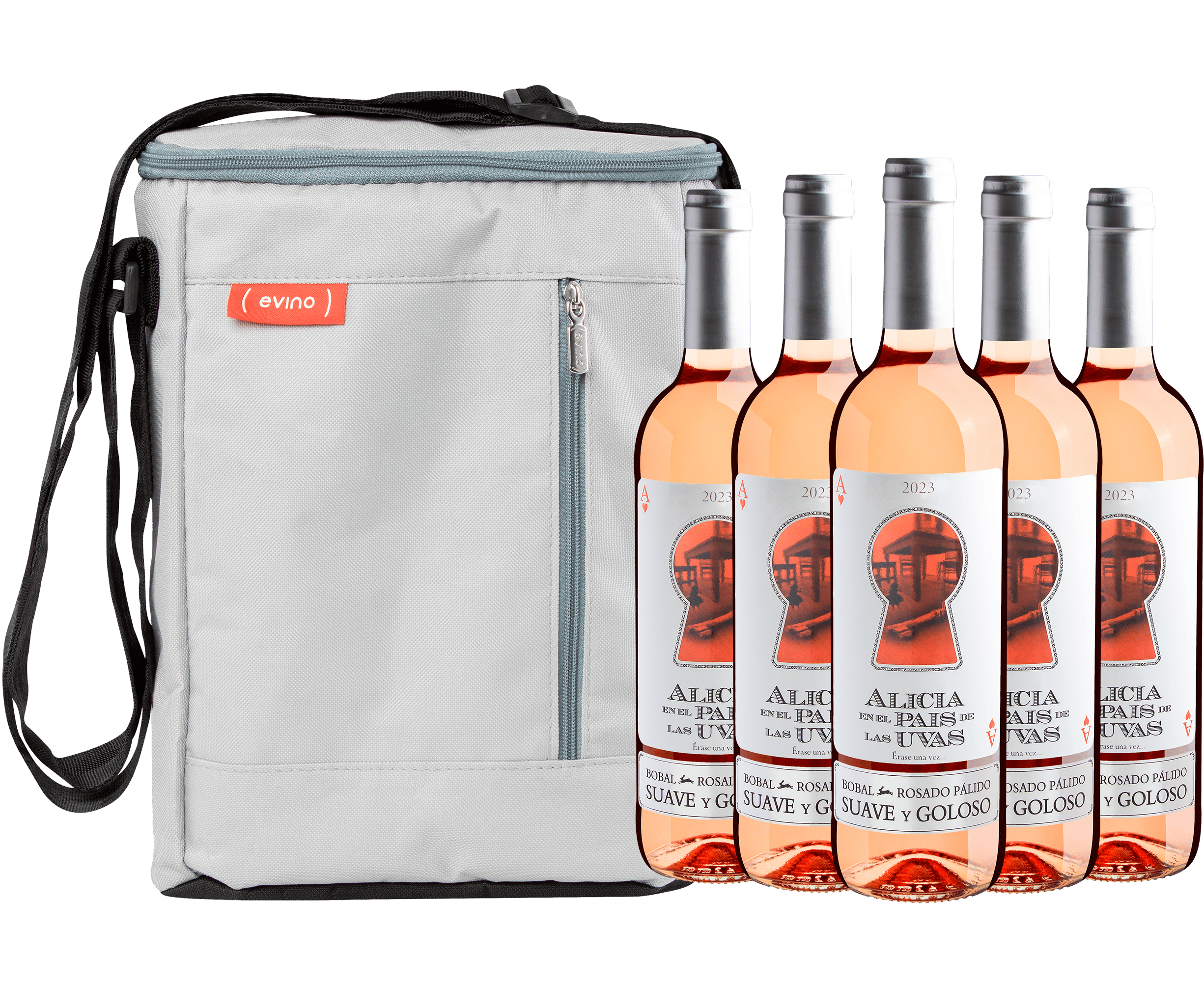 Kit 5 Alicia en el Pais de Las Uvas Bobal Rosado Pálido por R$42,50 cada garrafa + Bolsa Térmica Grátis