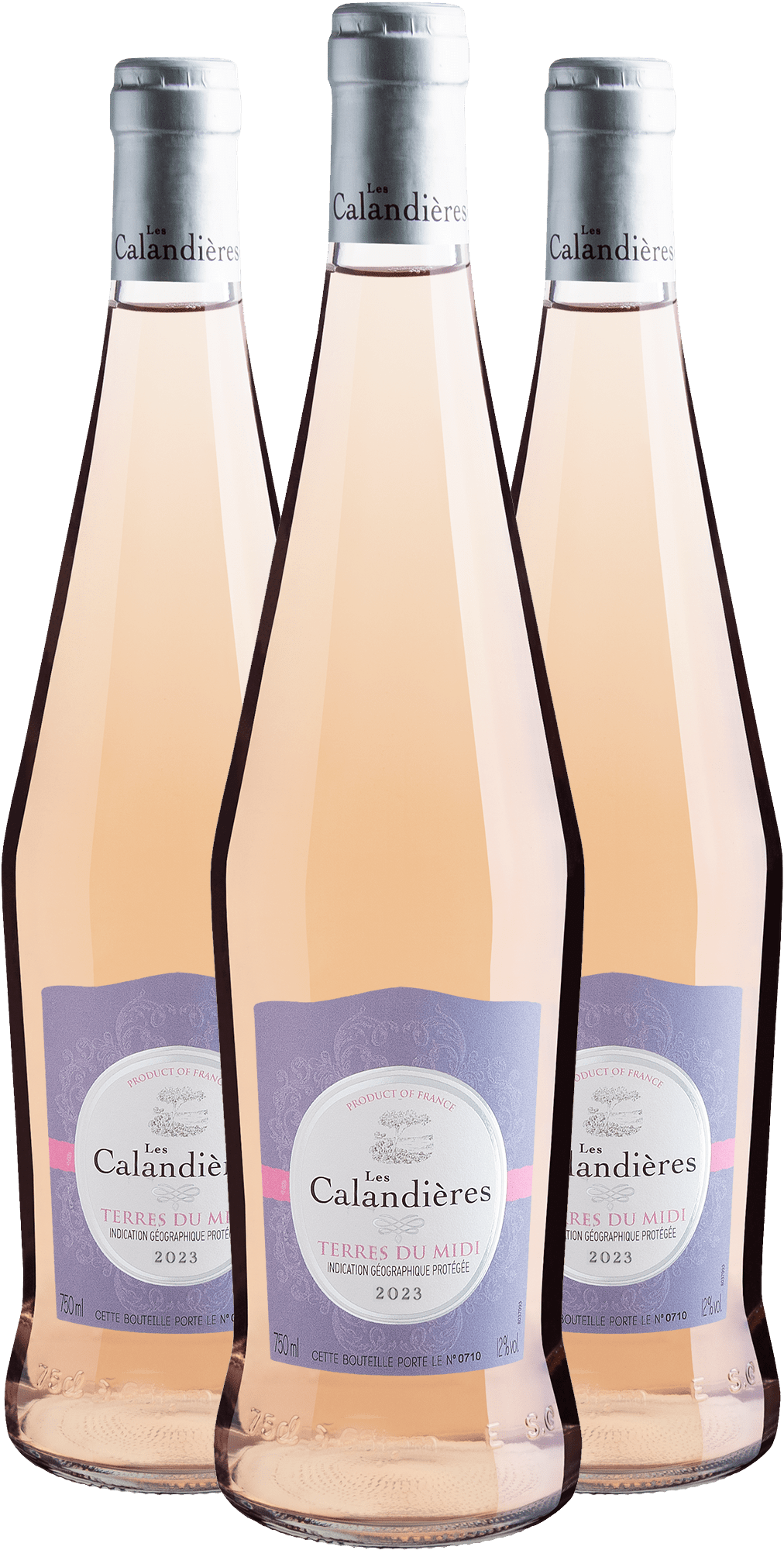 Kit 3 Les Calandières Rosé Terres du Midi IGP por R$64,90 cada garrafa + Frete Grátis*
