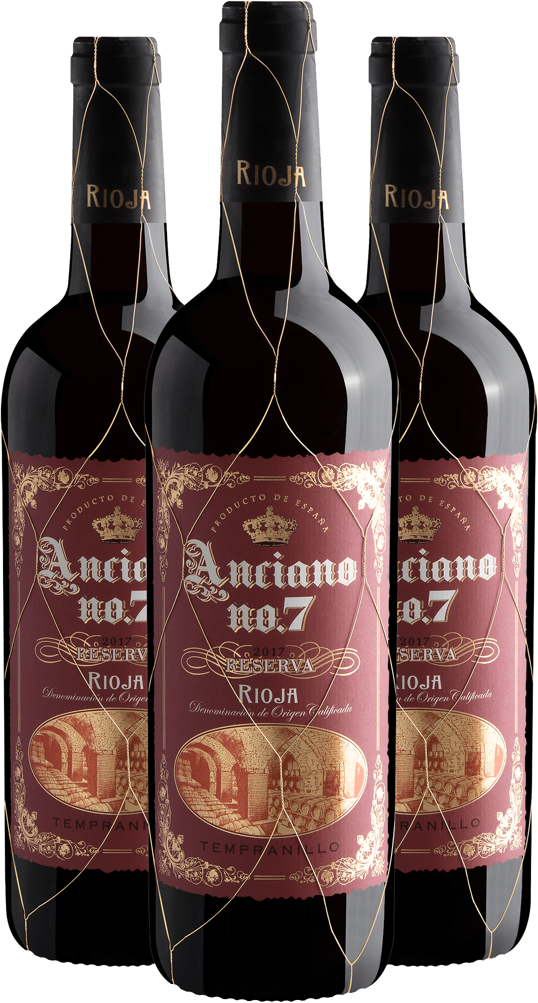 Kit 3 Anciano no. 7 Tempranillo Reserva Rioja DOCa 2017 por R$84,92 cada garrafa com cupom