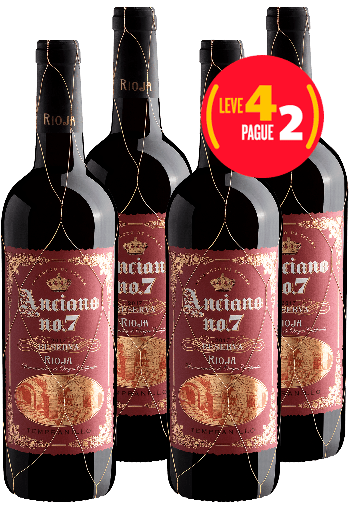 Kit Leve 4 Pague 2 Anciano no. 7 Tempranillo Reserva Rioja DOCa*