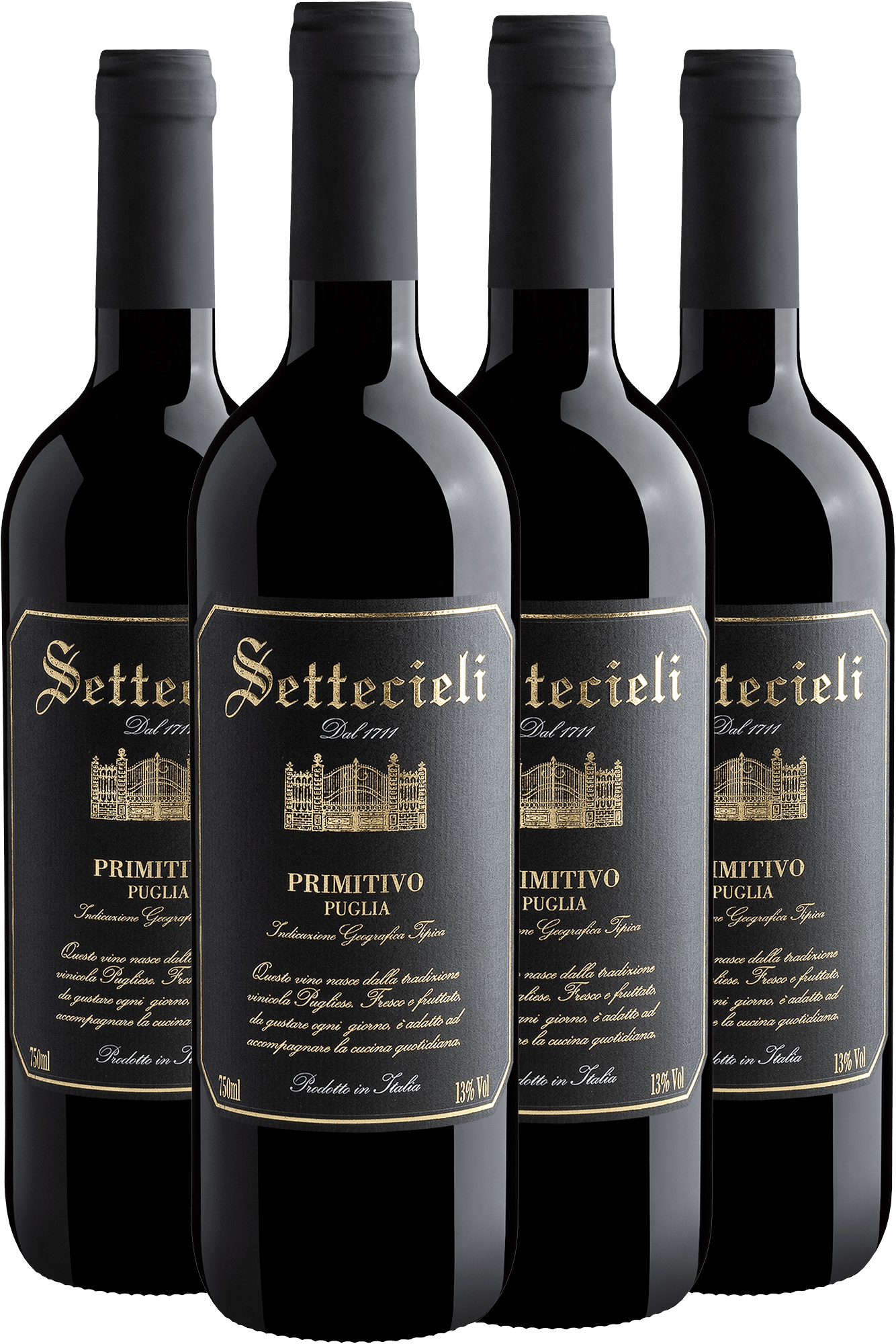 Kit 4 Settecieli Primitivo Puglia IGT por R$54,90 cada garrafa
