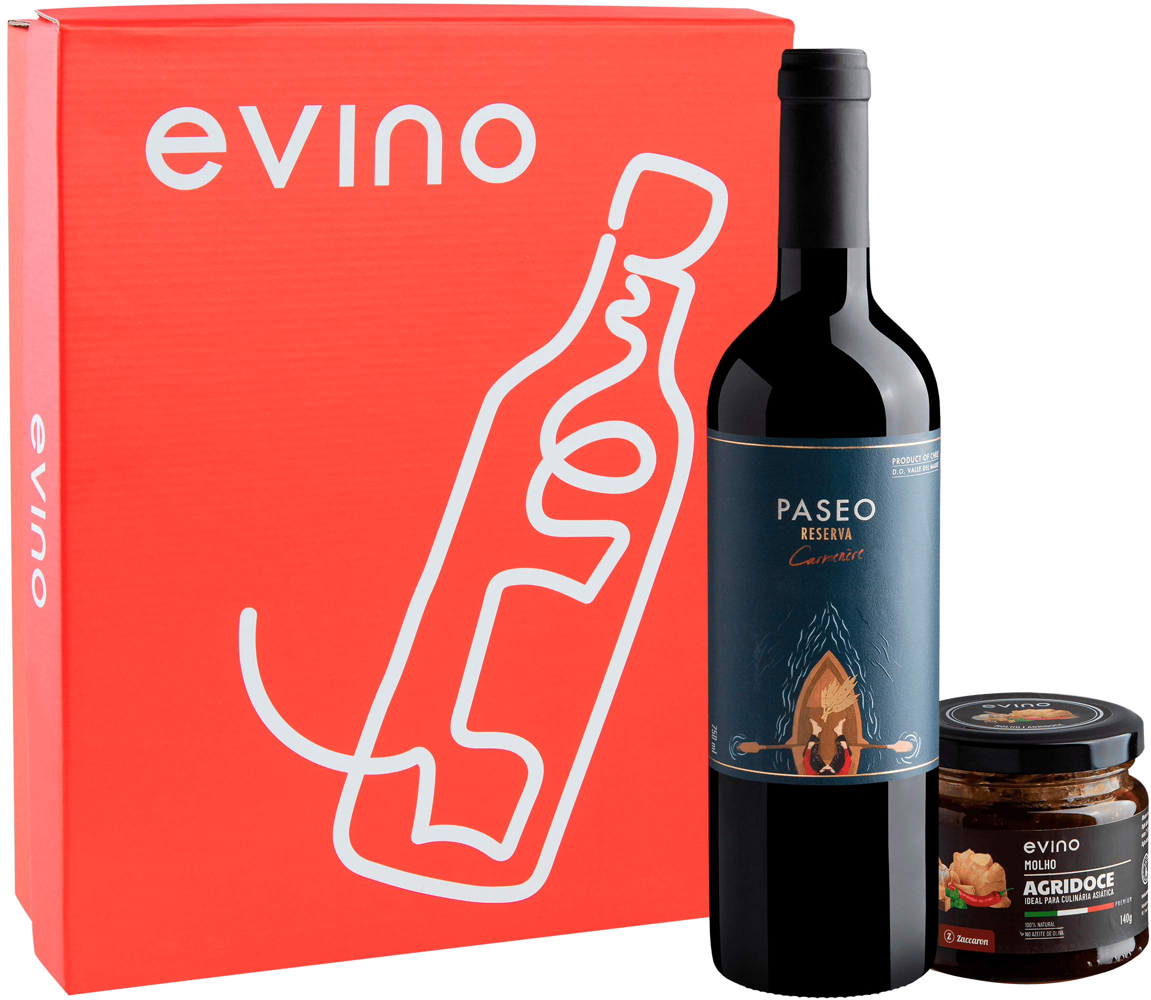Kit Carménère Reserva + Molho de Pimenta Defumada Premium Zaccaron para Presente