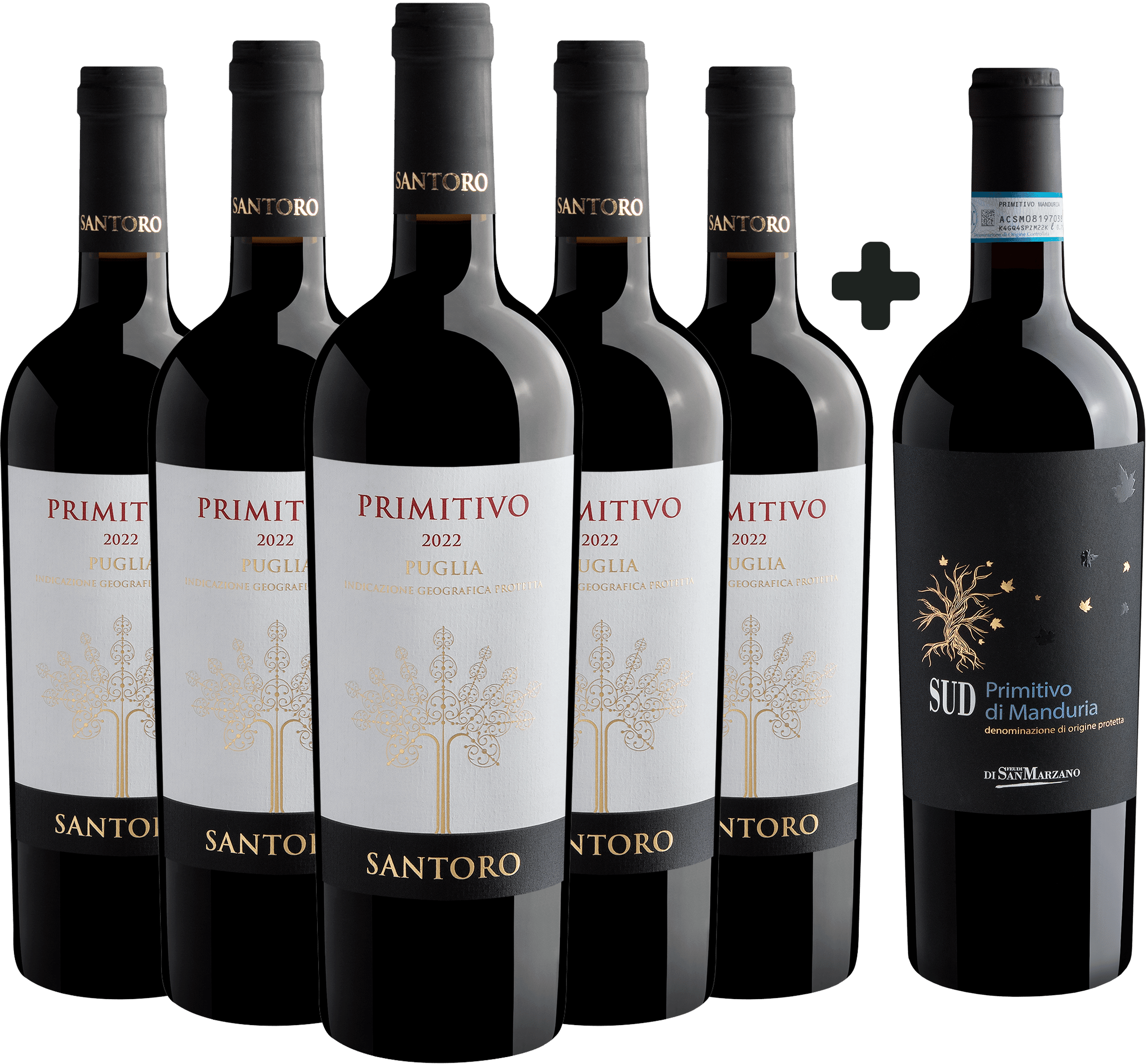Kit San Marzano Primitivo | Leve 5 Puglia por R$69,50 cada garrafa com cupom e Ganhe 1 Manduria