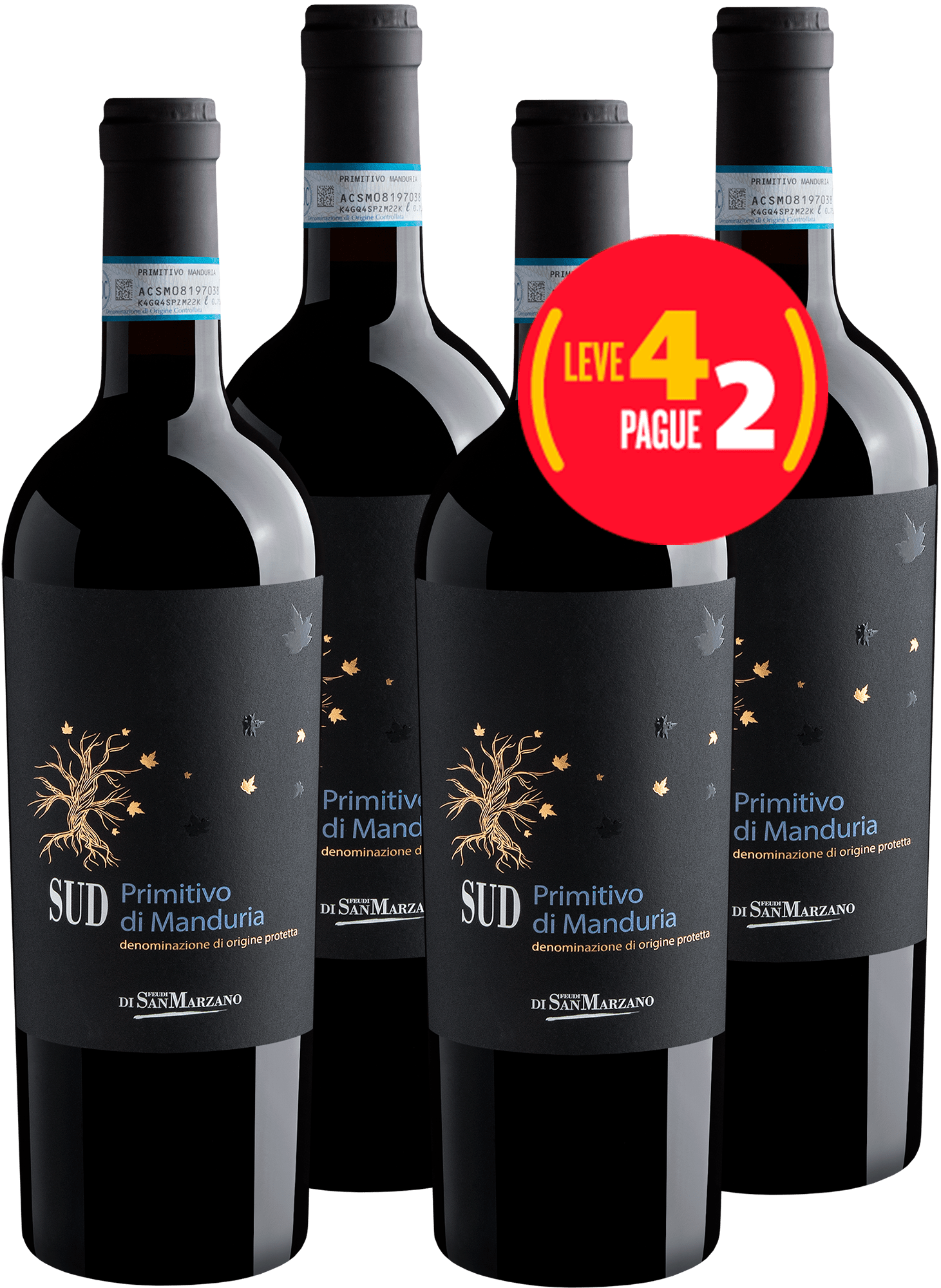 Kit Leve 4 Pague 2 San Marzano Sud Primitivo di Manduria DOP