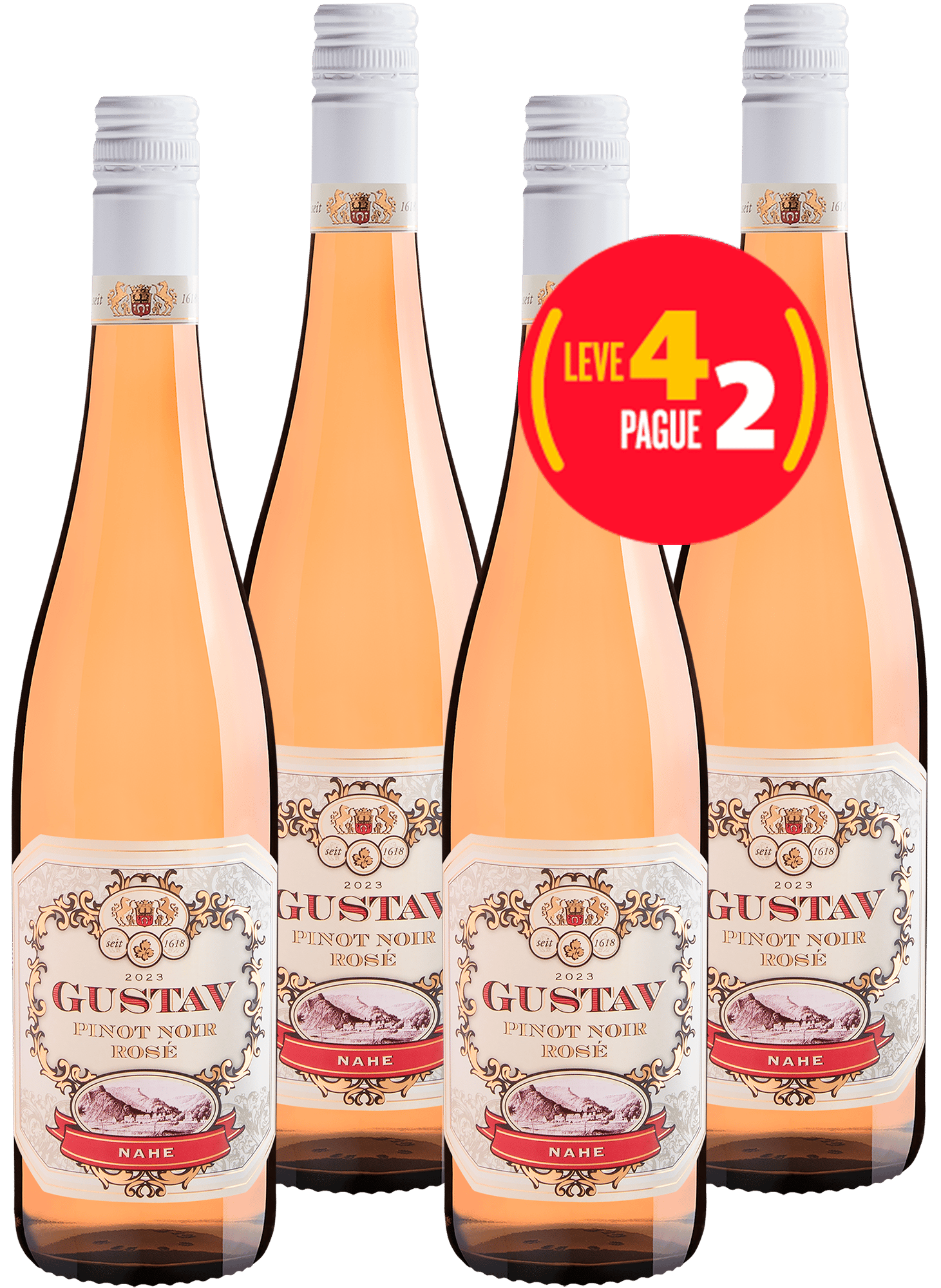 Kit Leve 4 Pague 2 Gustav Pinot Noir Rosé Nahe