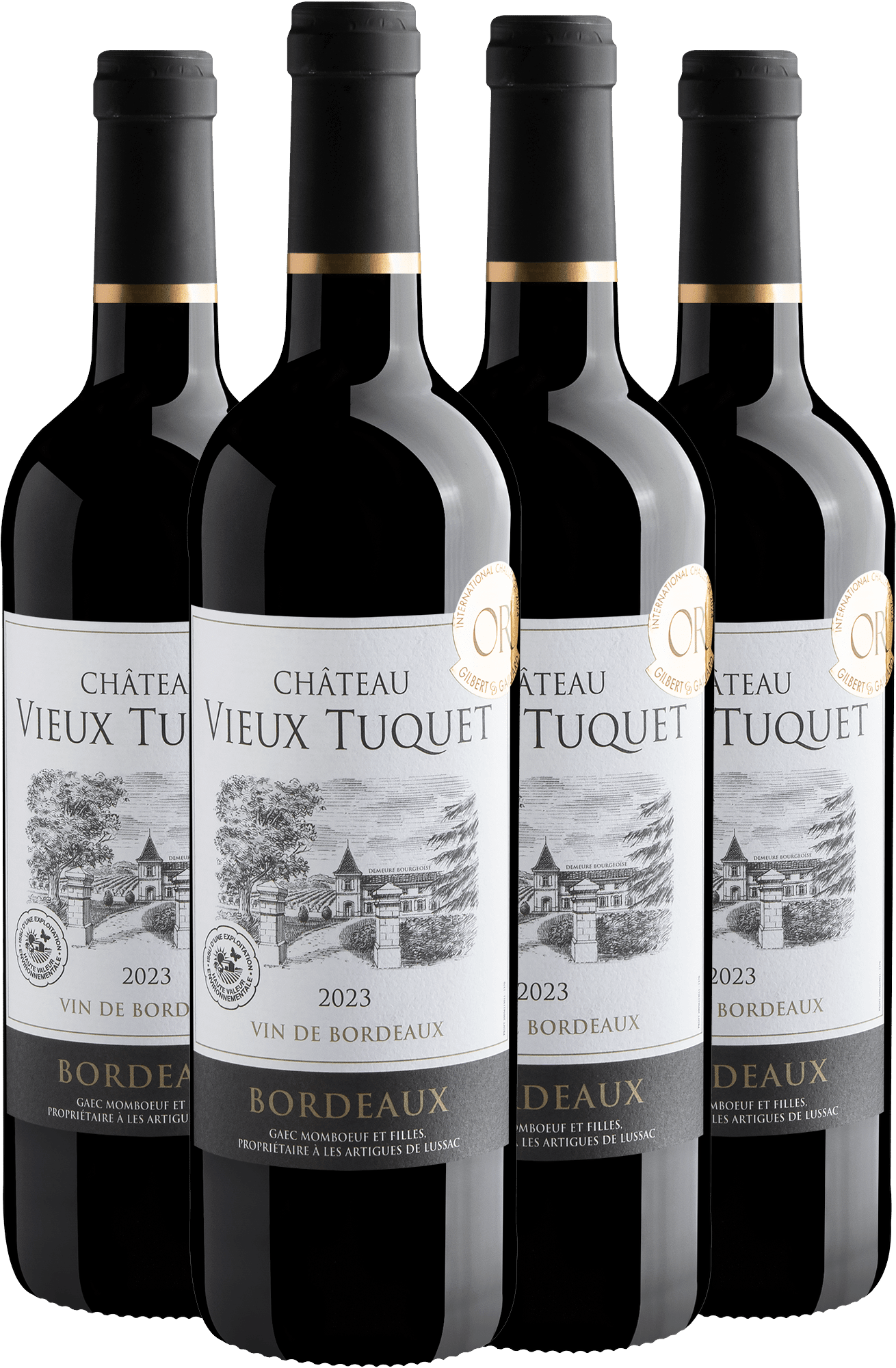 Kit 4 Château Vieux Tuquet Bordeaux AOP por R$49,90 cada garrafa