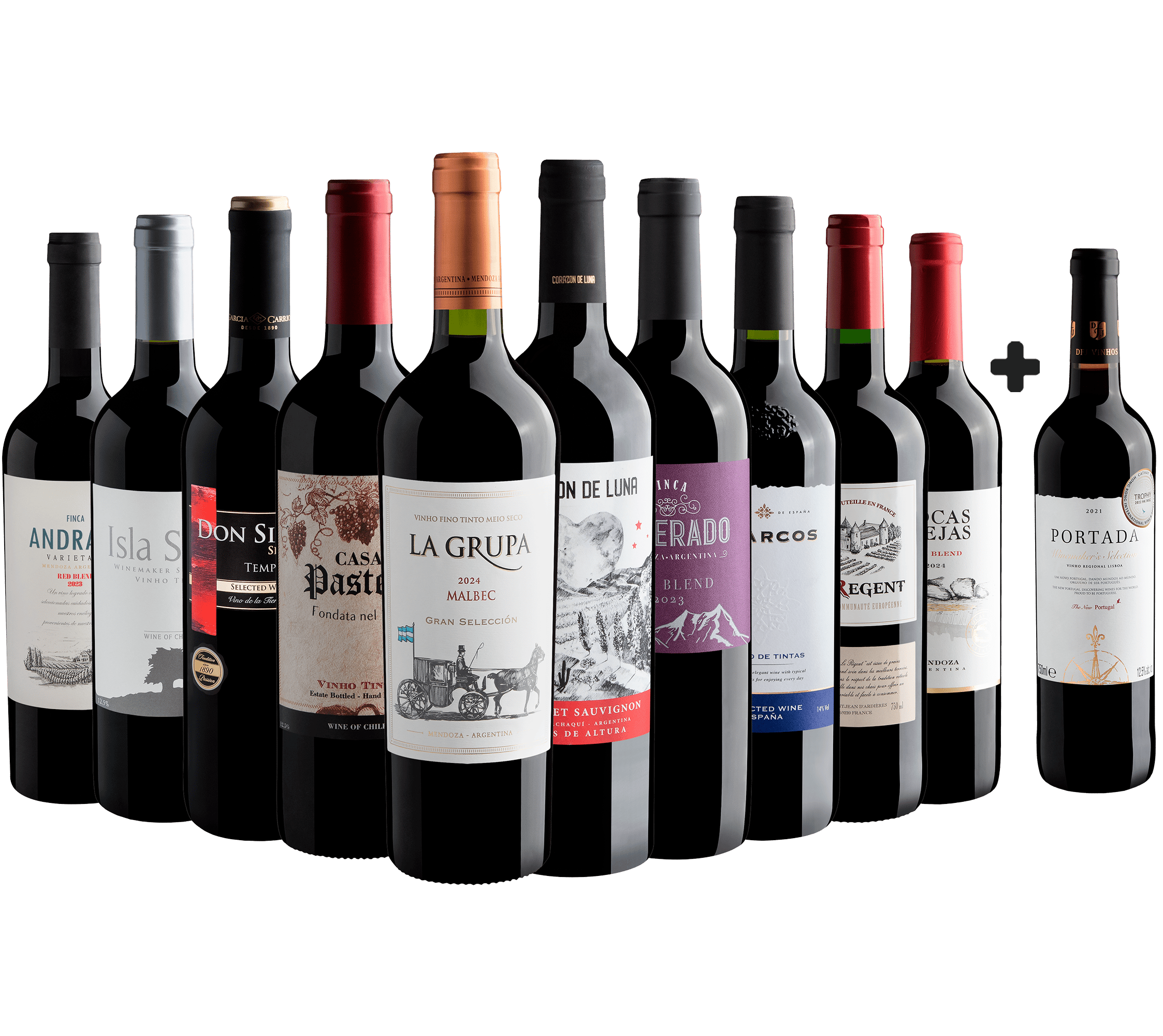 Kit O Chamado do Desconto | 10 Vinhos + 1 Portada Winemaker's Selection Grátis por R$29,90 cada garrafa