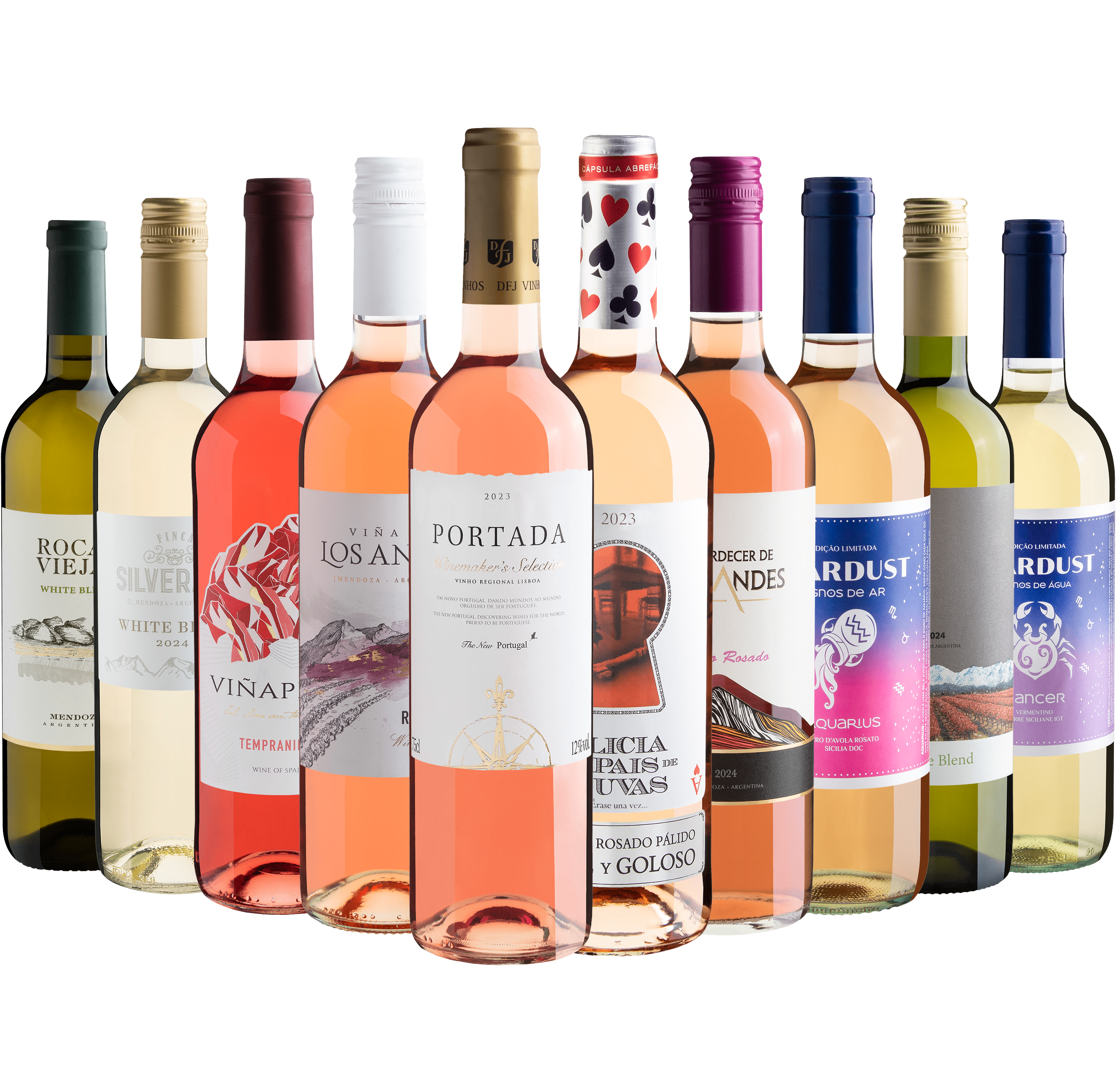 Kit 10 Refrescantes com Portada Rosé e Alicia en el Pais de Las Uvas por R$29,90 cada garrafa