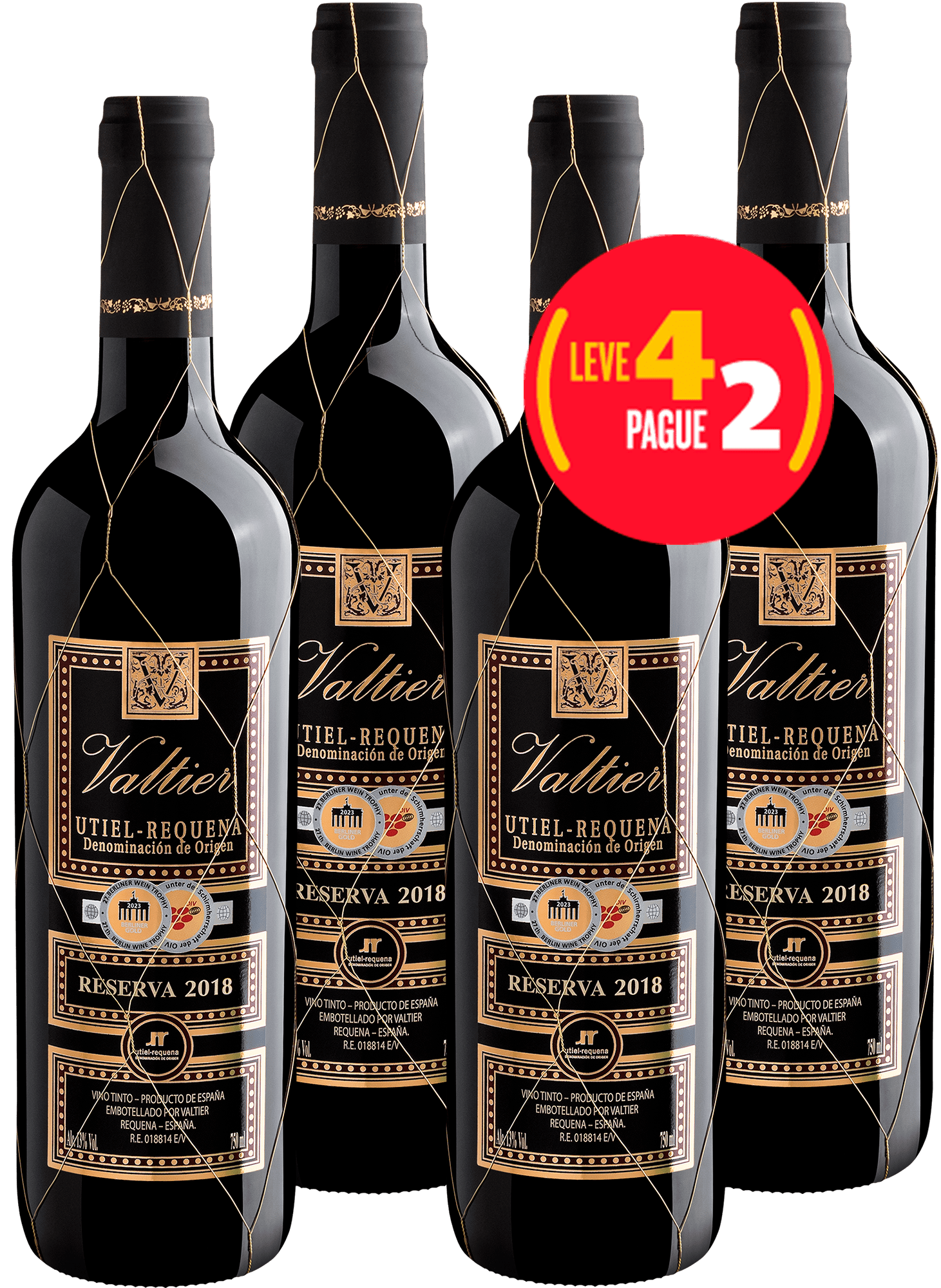 Kit Leve 4 Pague 2 Valtier Reserva Utiel-Requena DOP