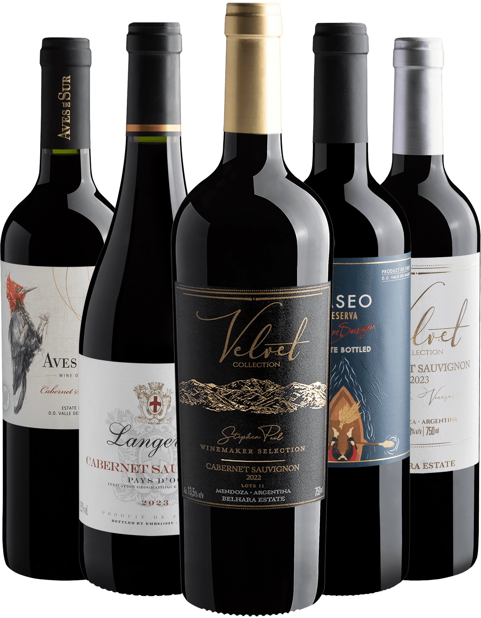 Kit Cabernets Sauvignons Notáveis | 5 garrafas por R$44,90 cada + Frete Grátis*