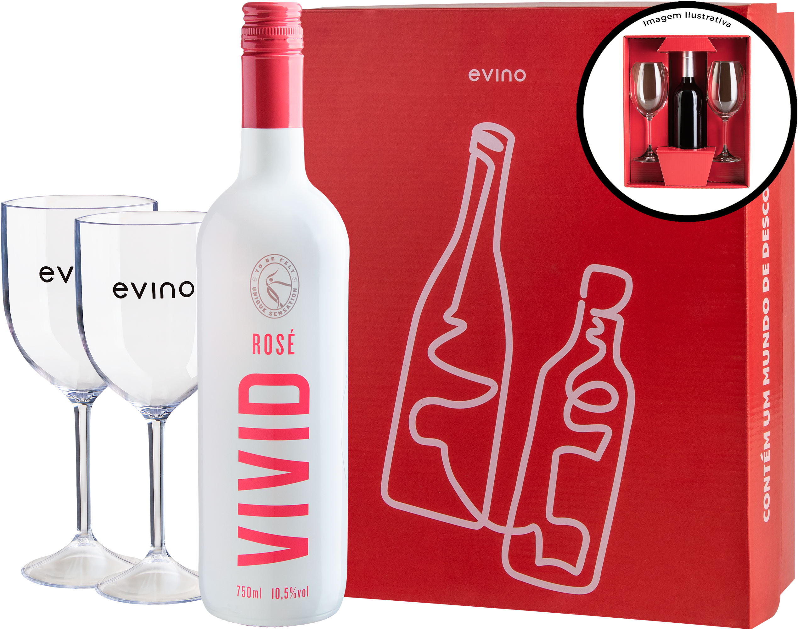 Kit Especial Vivid: 1 garrafa + 2 taças + Caixa para presente