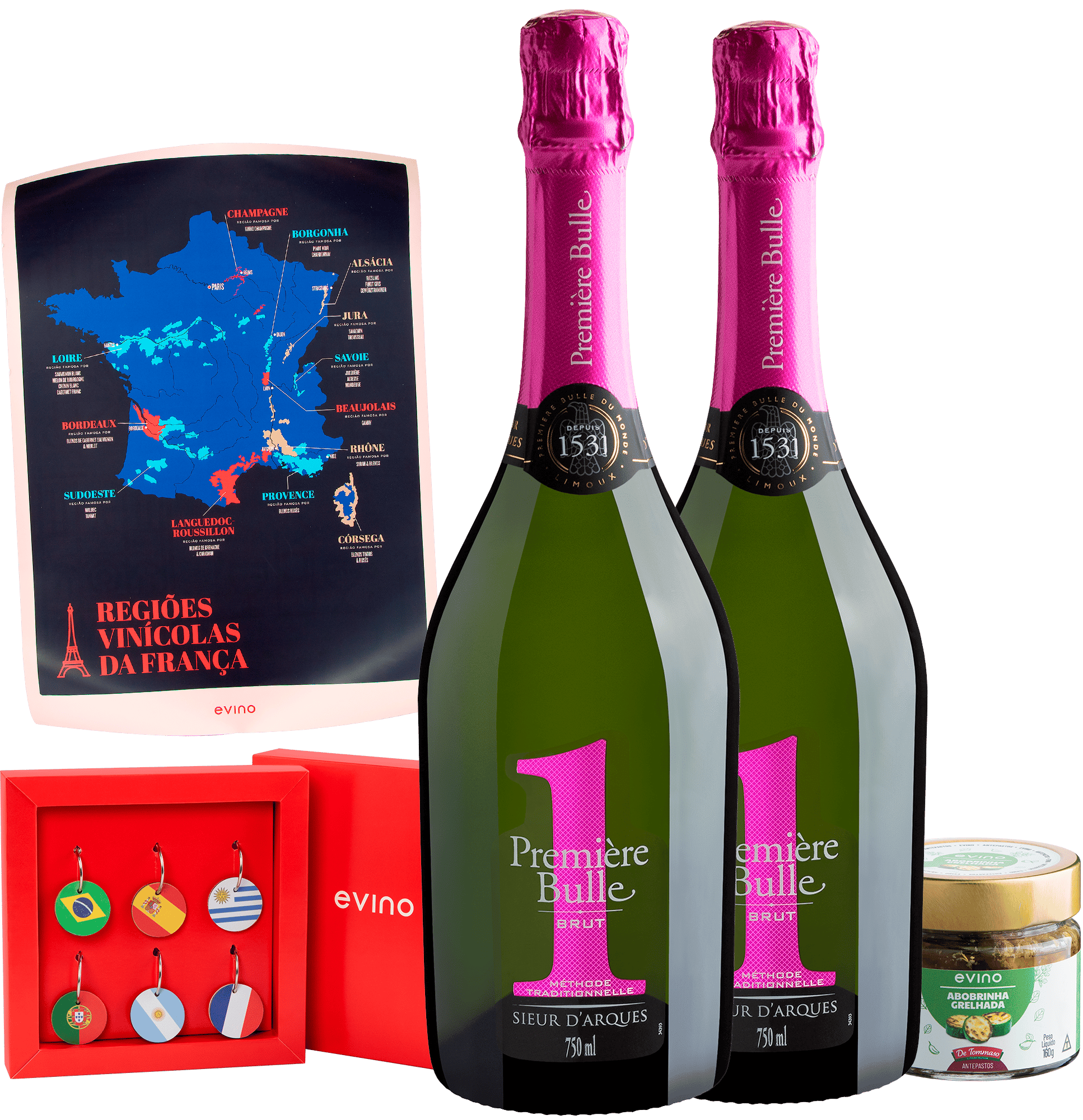 Kit França para Presente com Première Bulle Blanquette de Limoux AOC
