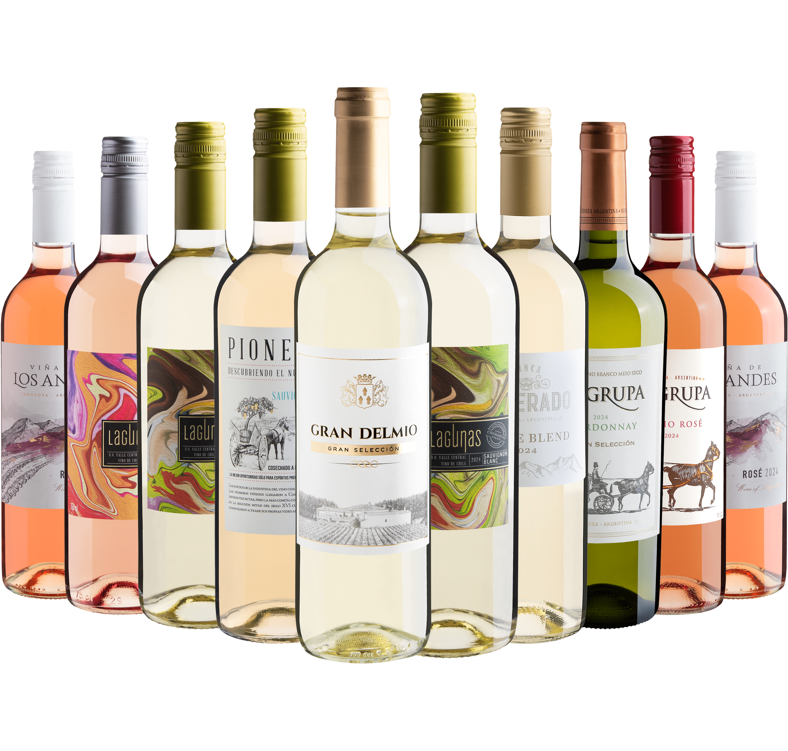 Kit 10 Vinhos Refrescantes por R$24,90 cada garrafa